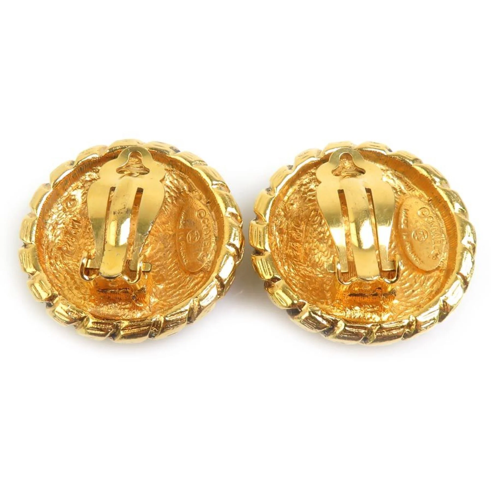 Vintage Clip-On Earrings Clip-On Gold-Tone Metal - Image 5