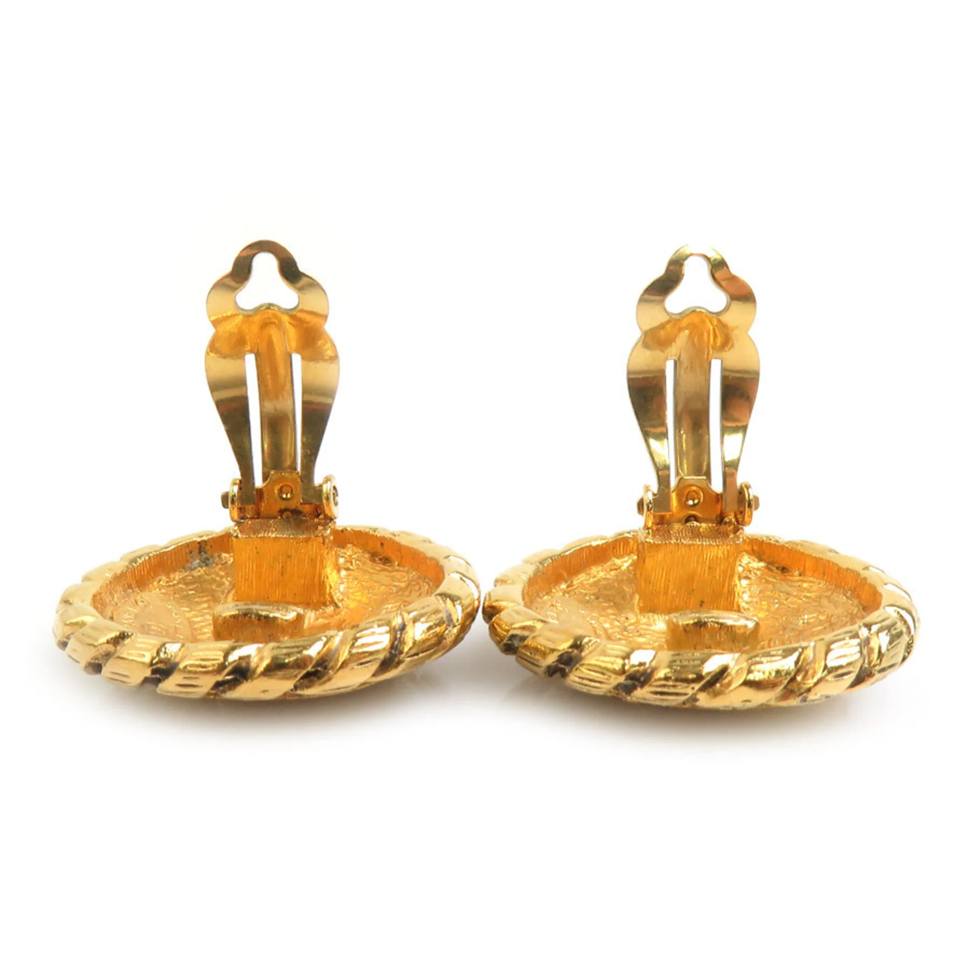 Vintage Clip-On Earrings Clip-On Gold-Tone Metal - Image 6