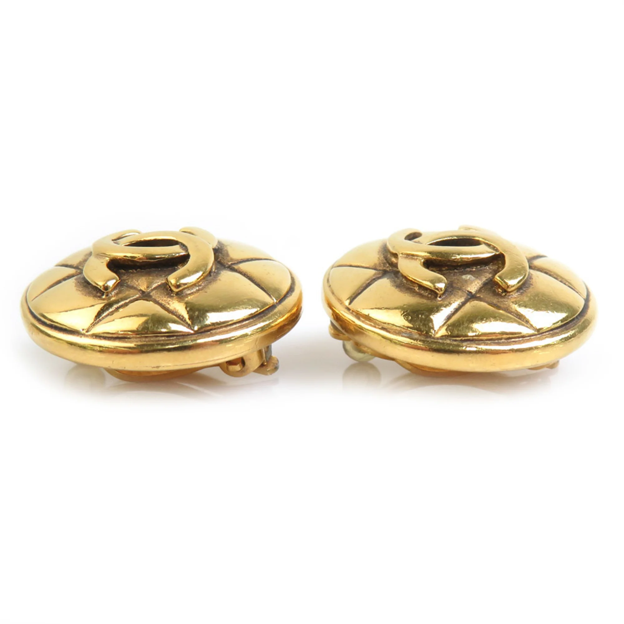 Vintage Clip-On Earrings Clip-On Gold-Tone Metal - Image 3