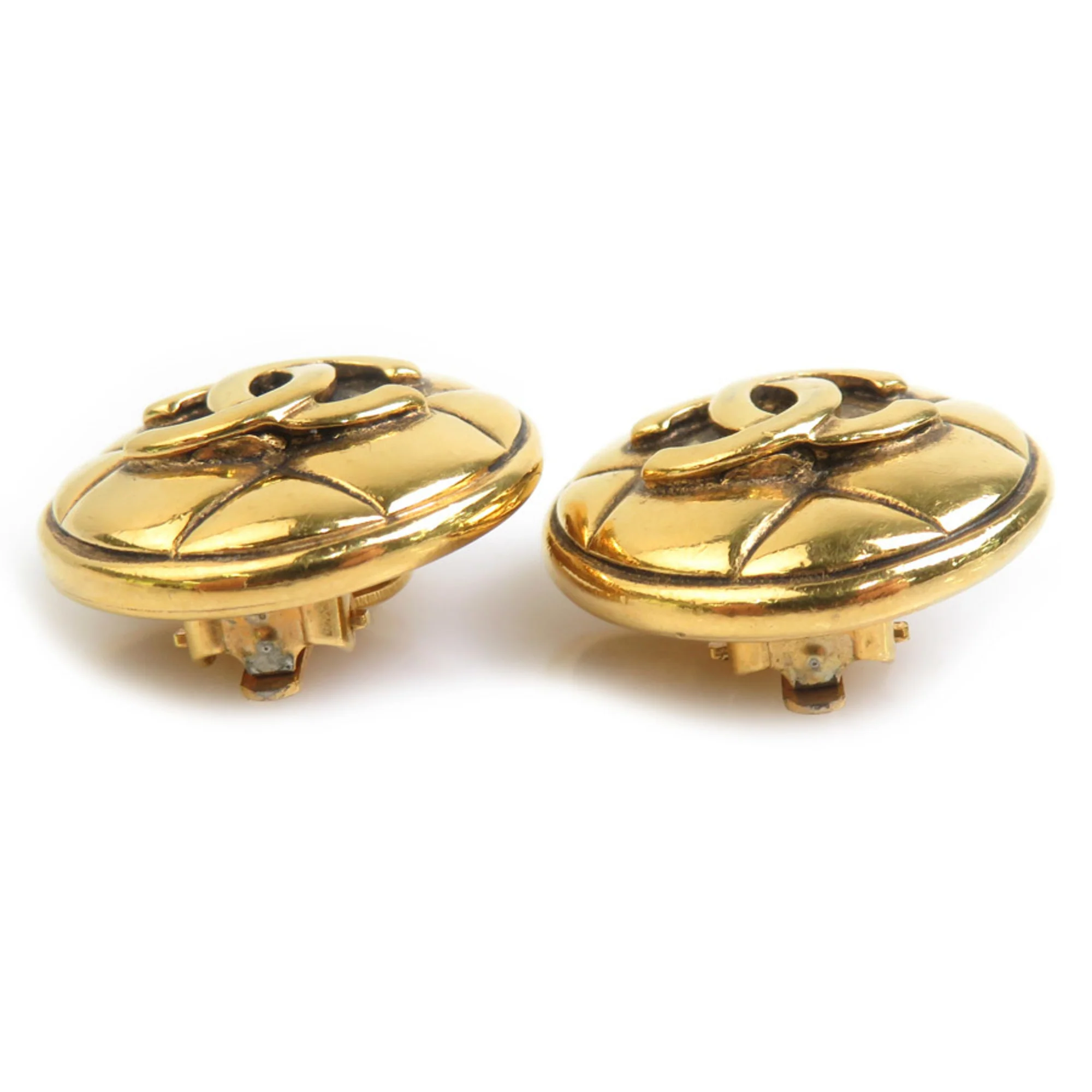 Vintage Clip-On Earrings Clip-On Gold-Tone Metal - Image 4