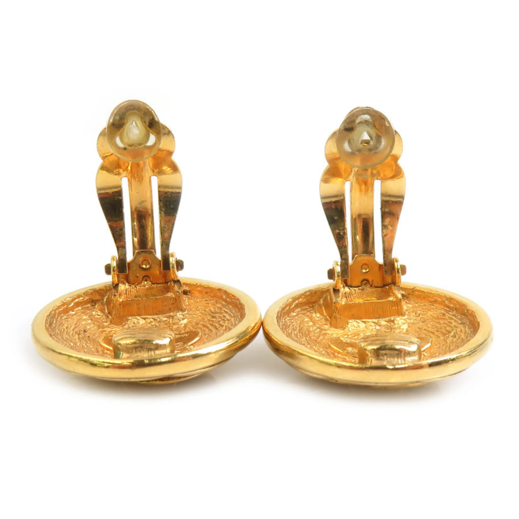Vintage Clip-On Earrings Clip-On Gold-Tone Metal - Image 6