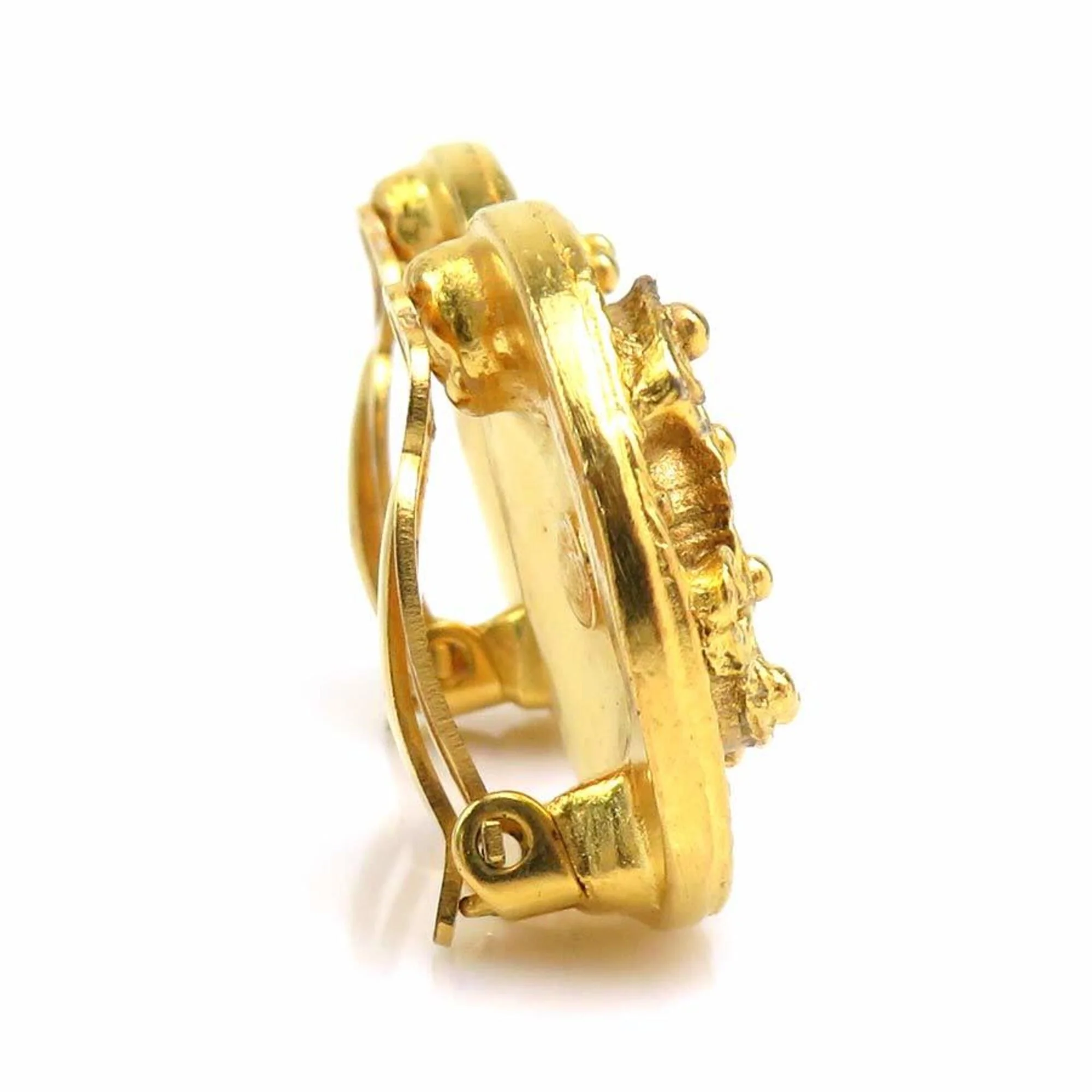 Vintage Clip-On Earrings Clip-On Gold-Tone Metal - Image 2