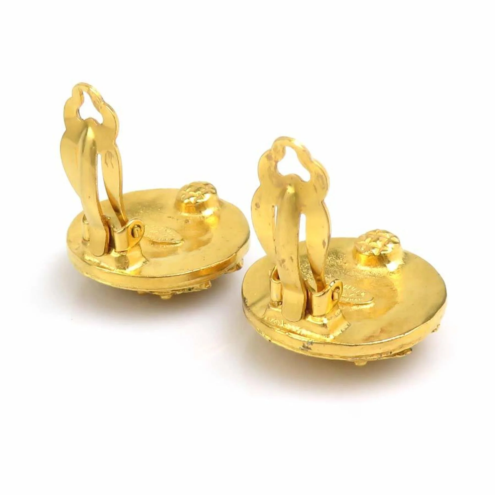 Vintage Clip-On Earrings Clip-On Gold-Tone Metal - Image 4