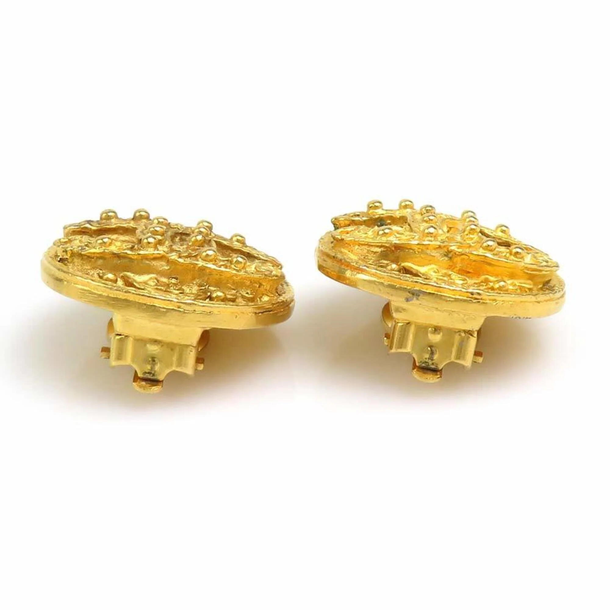 Vintage Clip-On Earrings Clip-On Gold-Tone Metal - Image 7