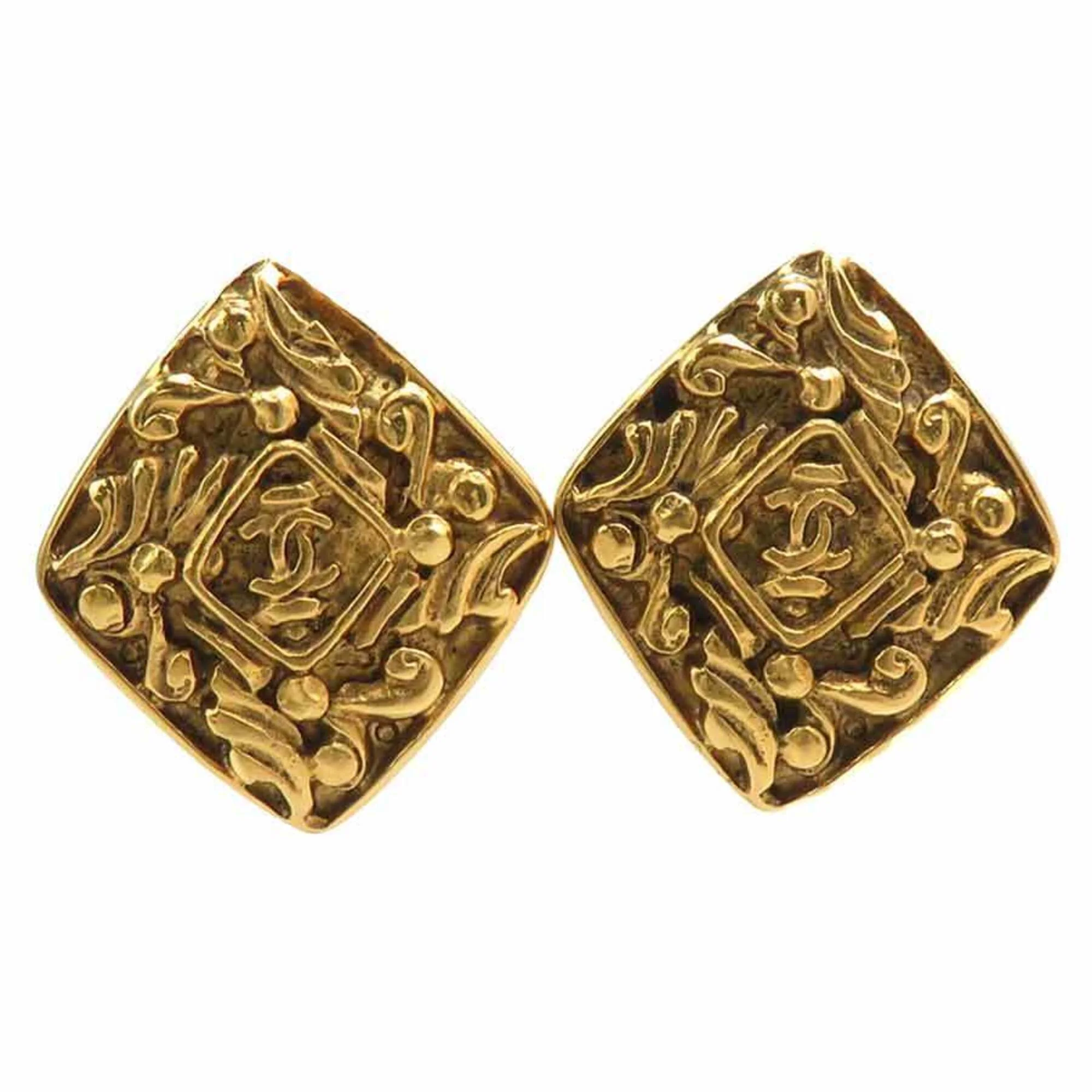 Vintage Clip-On Earrings Clip-On Gold-Tone Metal