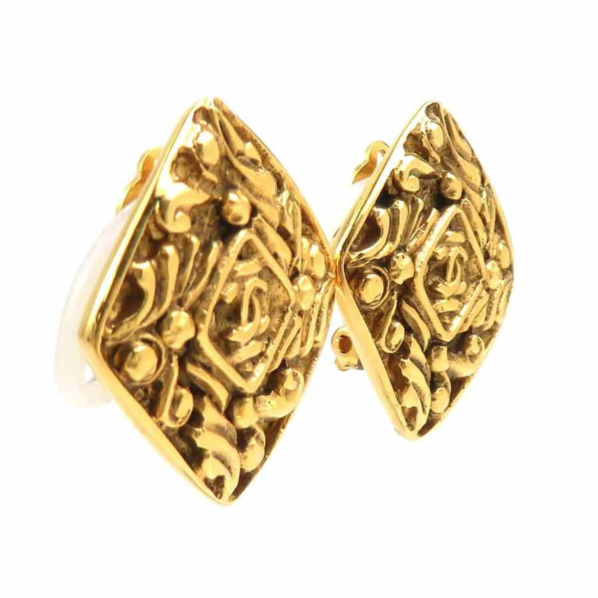 Vintage Clip-On Earrings Clip-On Gold-Tone Metal - Image 2