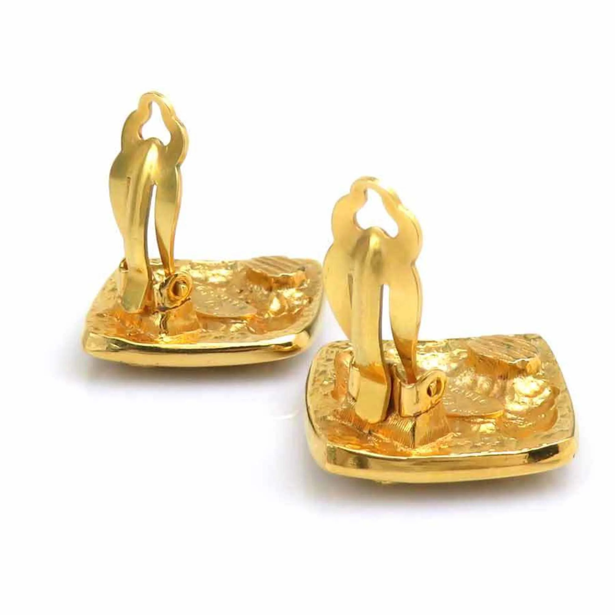 Vintage Clip-On Earrings Clip-On Gold-Tone Metal - Image 5