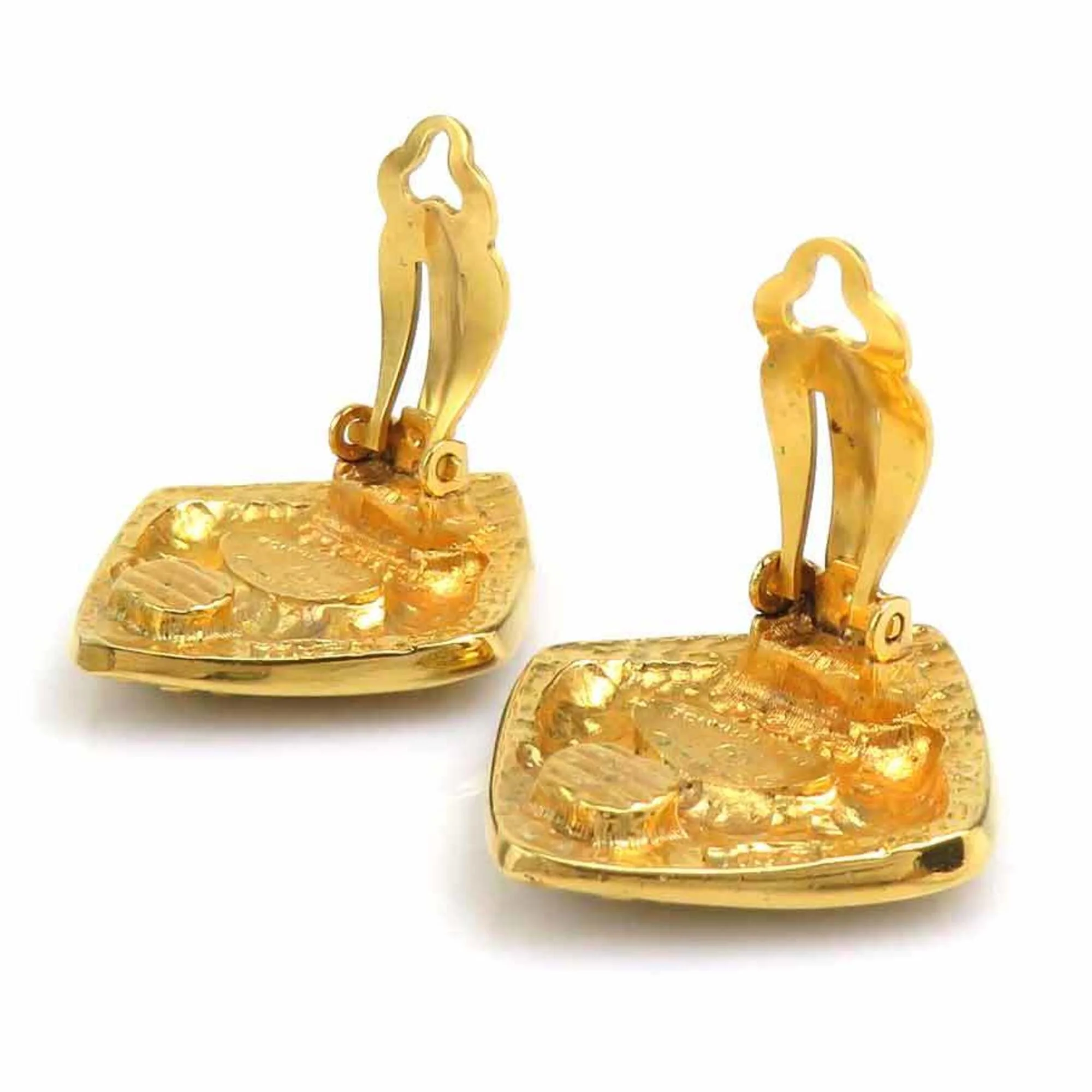 Vintage Clip-On Earrings Clip-On Gold-Tone Metal - Image 6