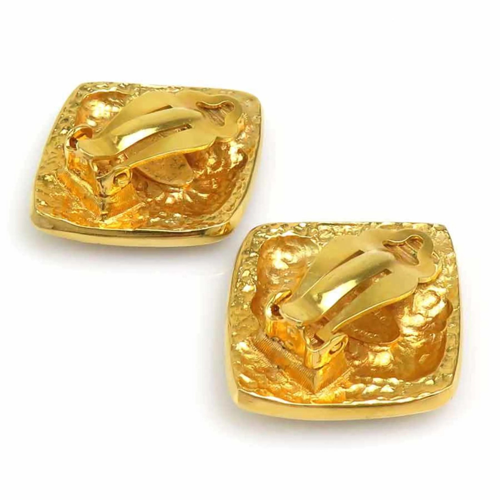Vintage Clip-On Earrings Clip-On Gold-Tone Metal - Image 7