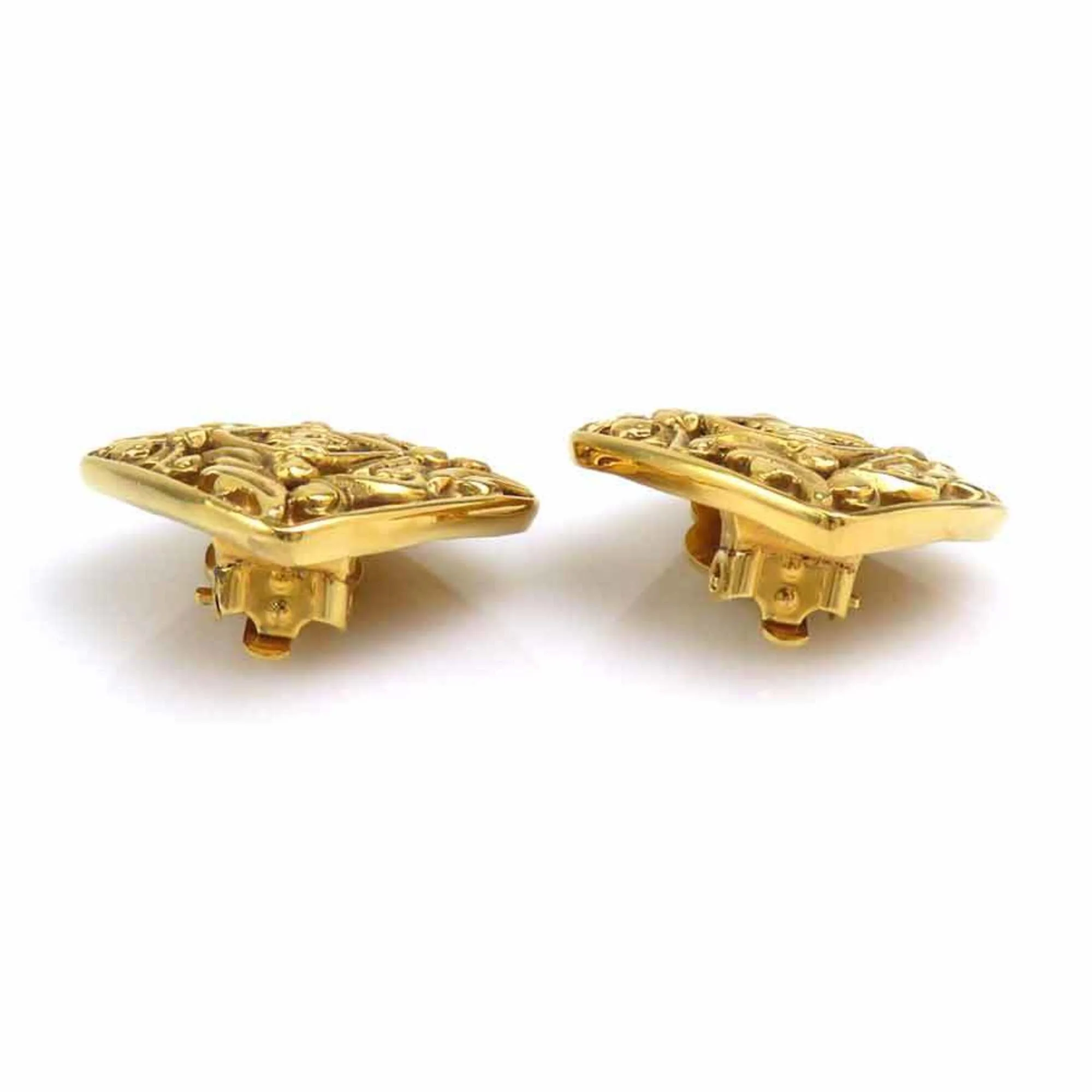 Vintage Clip-On Earrings Clip-On Gold-Tone Metal - Image 8