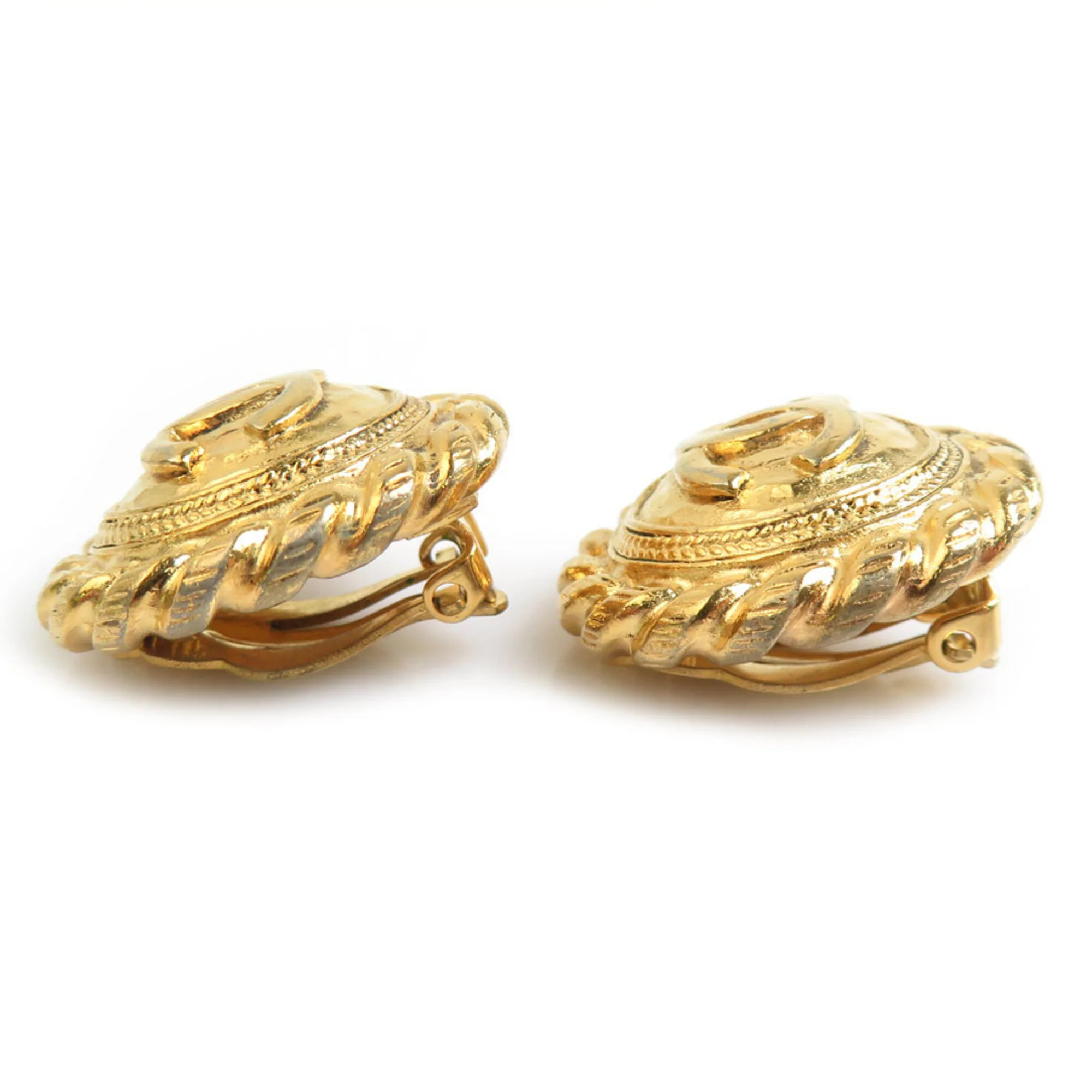 Vintage Clip-On Earrings Clip-On Gold-Tone Metal - Image 3