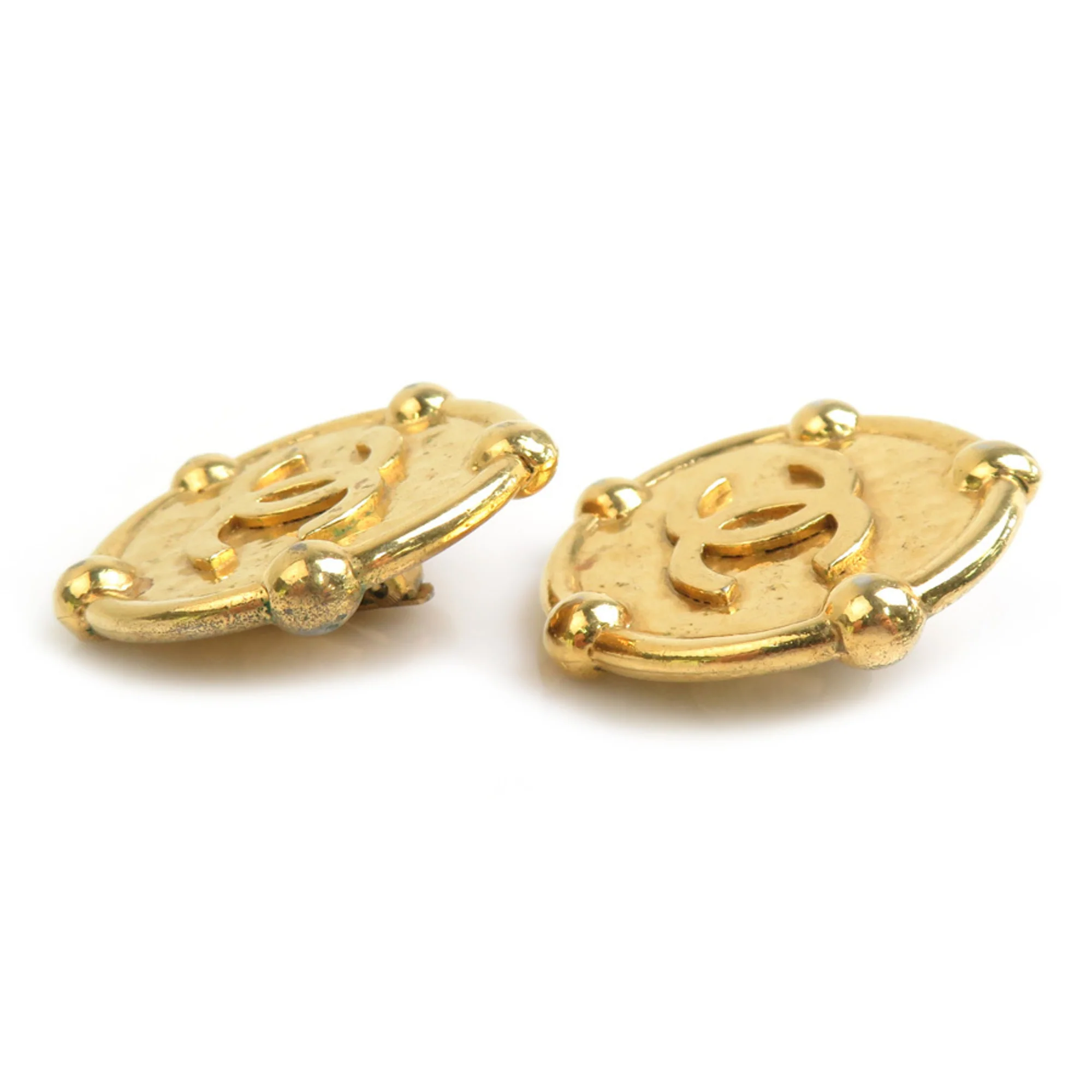 Vintage Clip-On Earrings Clip-On Gold-Tone Metal - Image 3