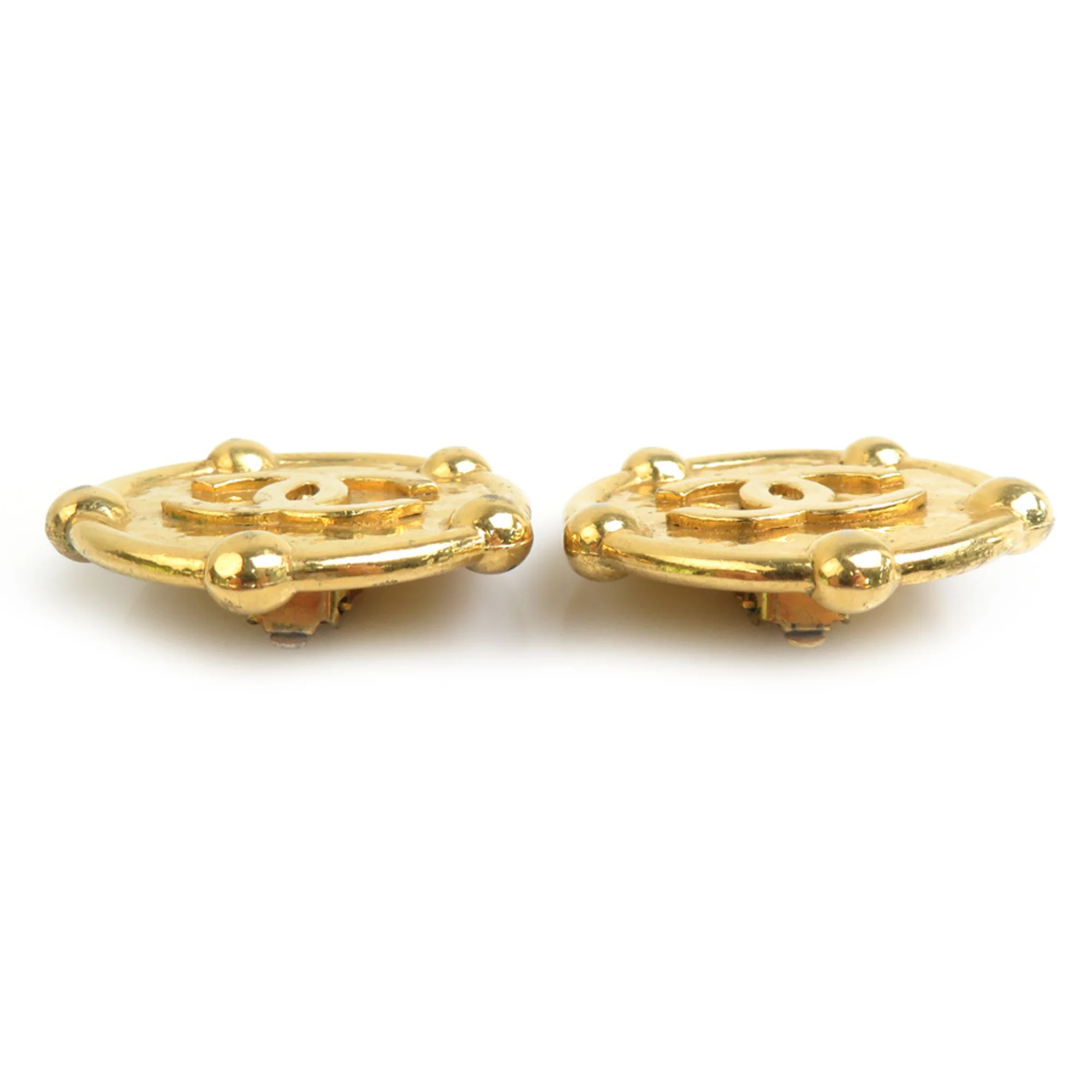 Vintage Clip-On Earrings Clip-On Gold-Tone Metal - Image 4