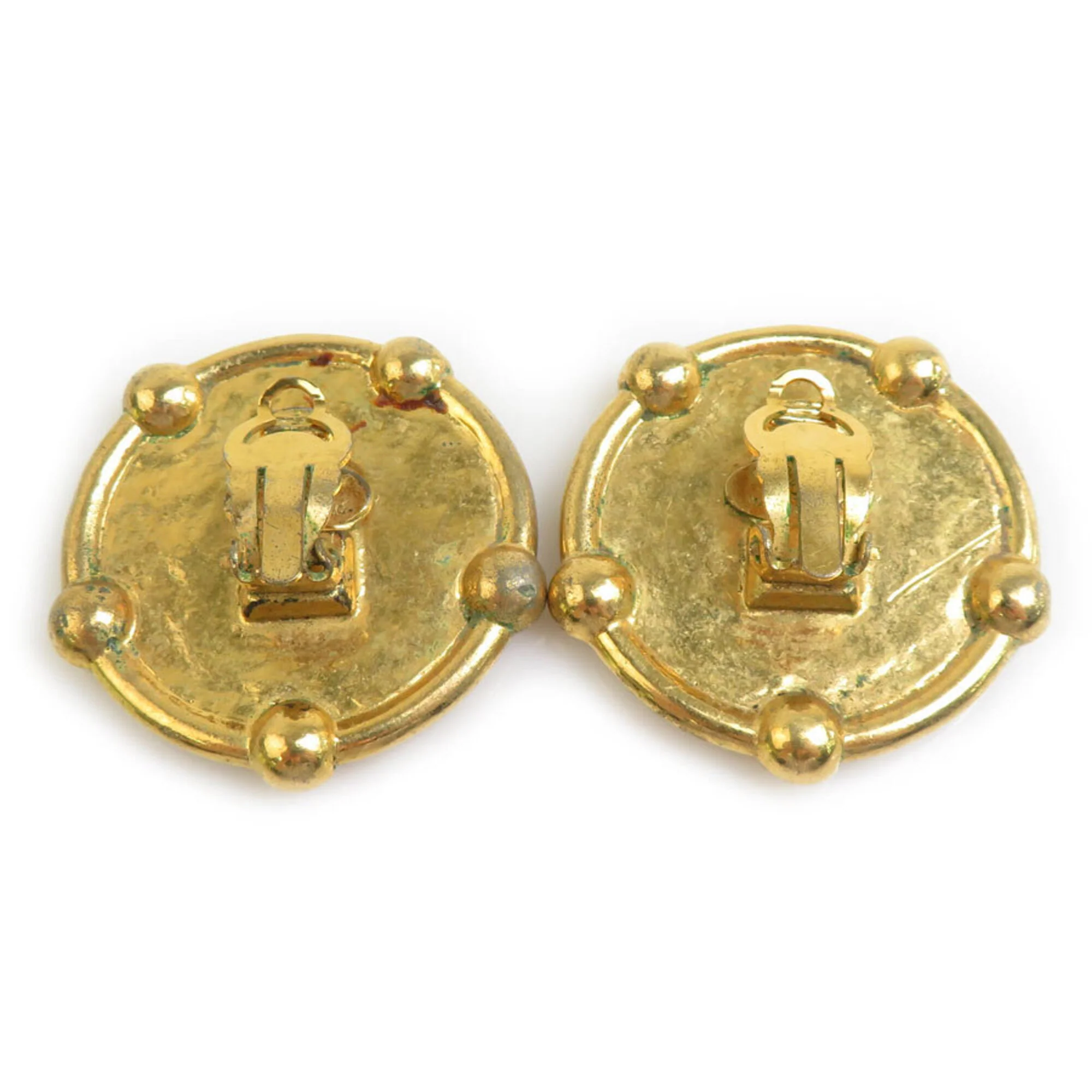 Vintage Clip-On Earrings Clip-On Gold-Tone Metal - Image 6