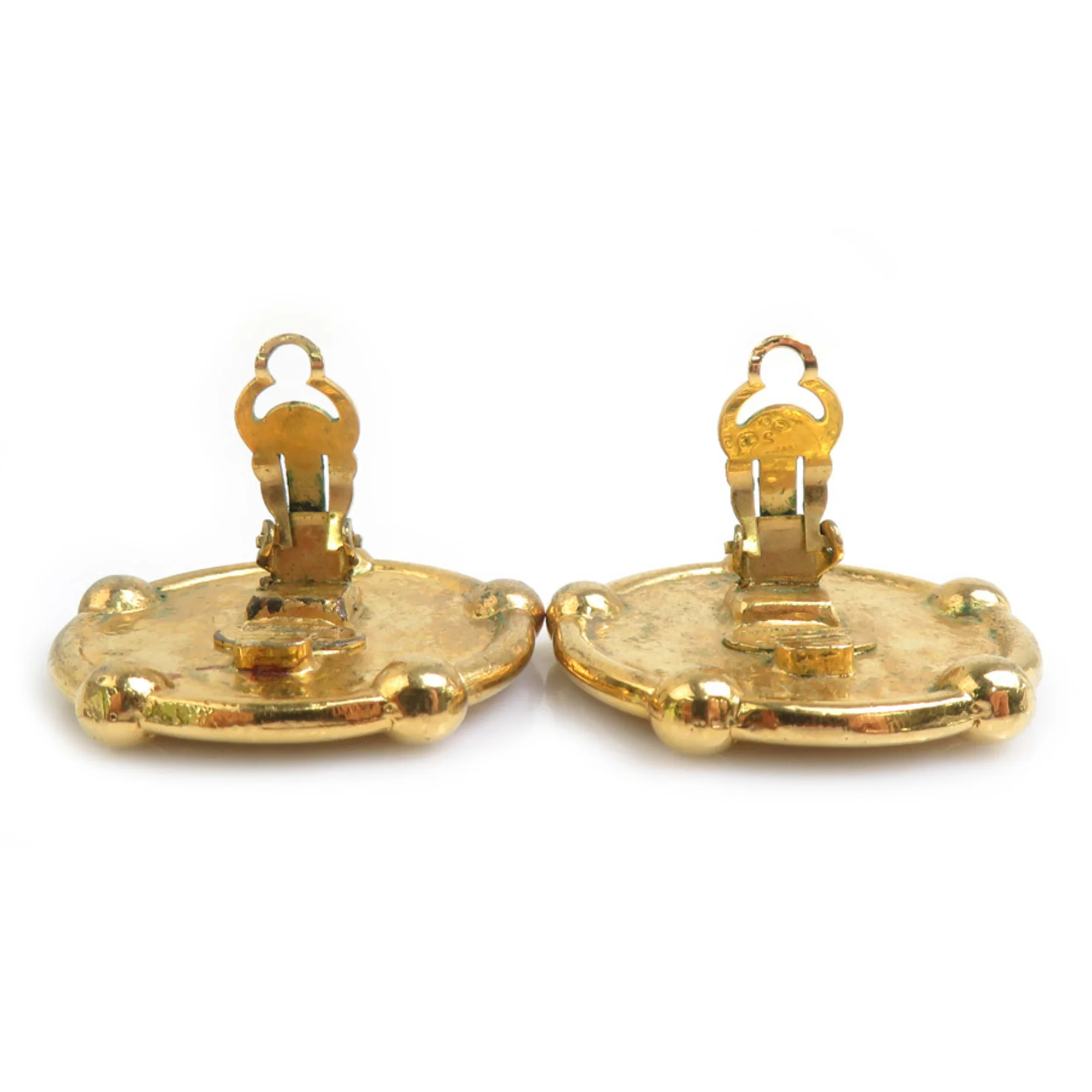 Vintage Clip-On Earrings Clip-On Gold-Tone Metal - Image 7