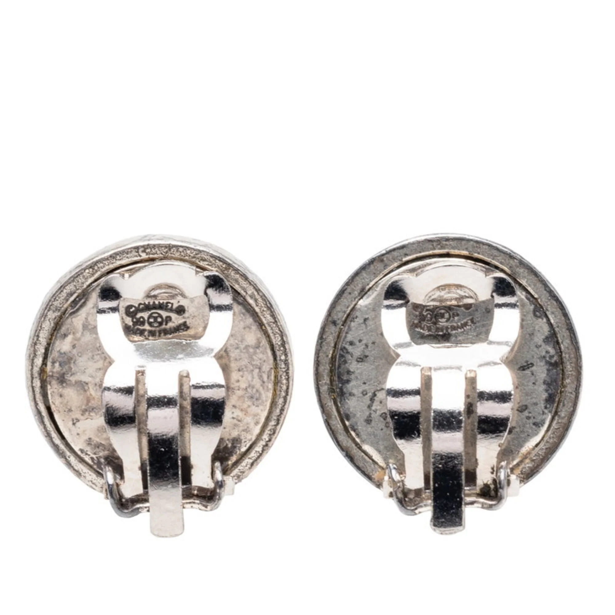 Vintage Clip-On Earrings Clip-On Silver-Tone Metal - Image 2