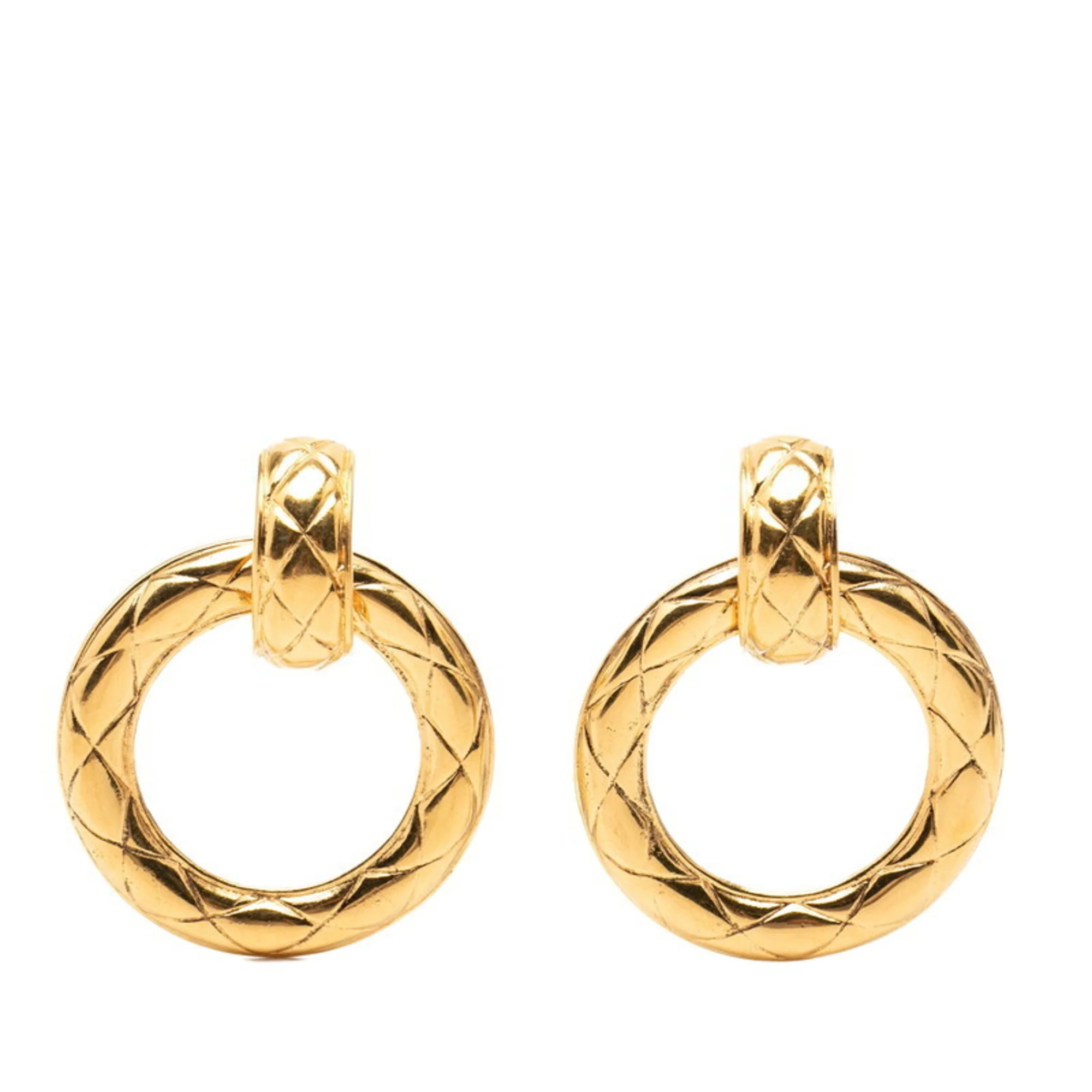 Vintage Clip-On Earrings Hoop Clip-On Gold-Tone Metal