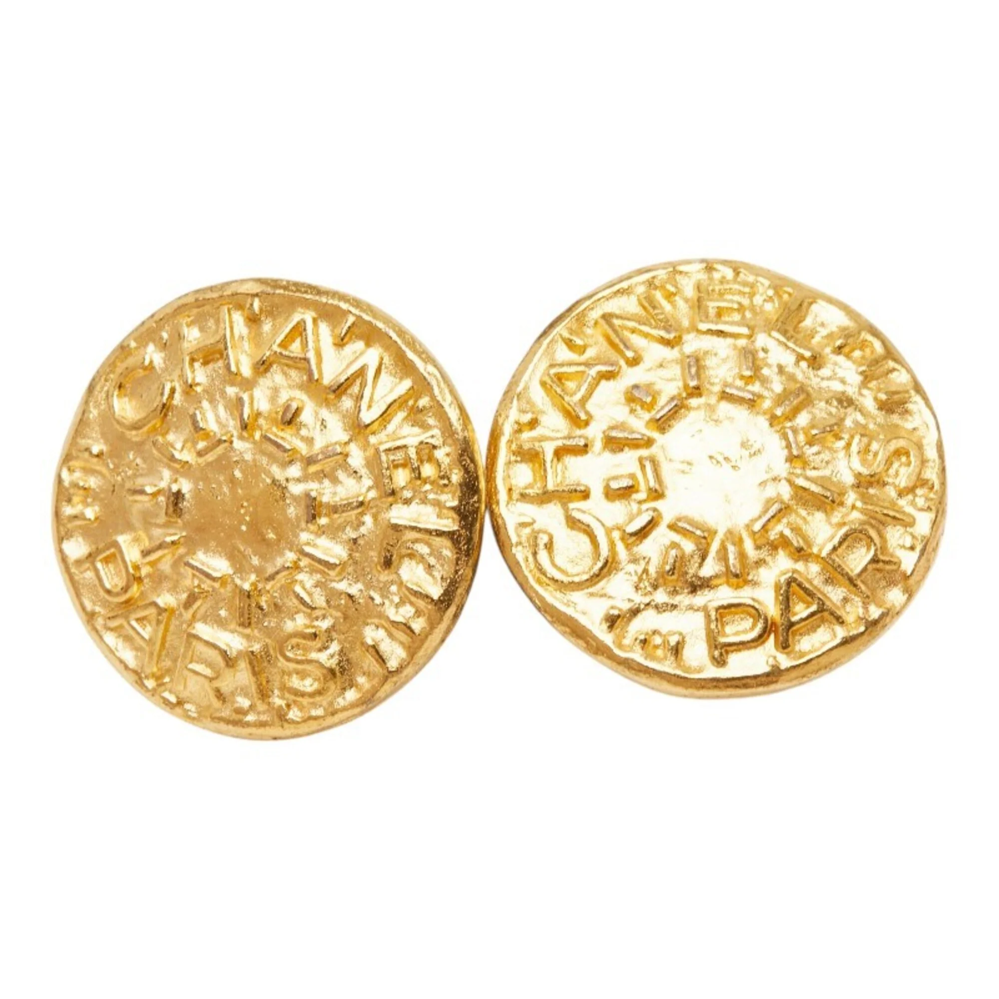 Vintage Clip-On Earrings Logo Clip-On Gold-Tone Metal