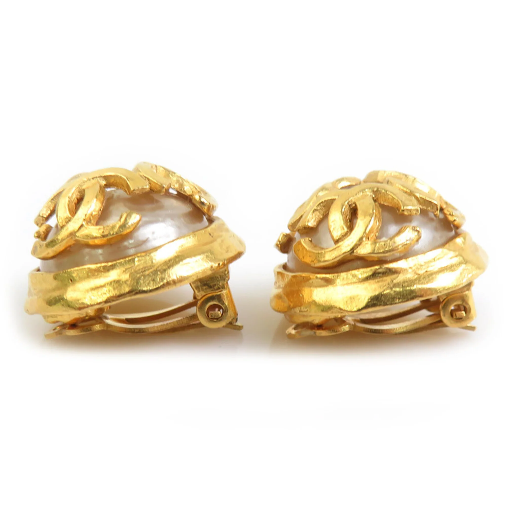 Vintage Earrings Gold-Tone Metal - Image 3