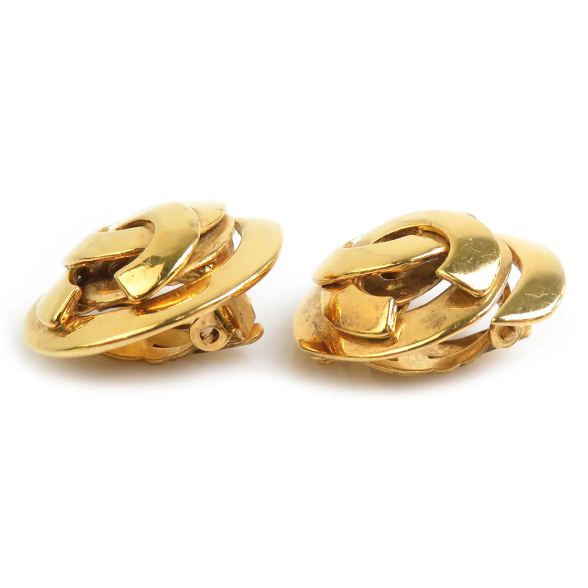 Vintage Earrings Gold-Tone Metal - Image 3