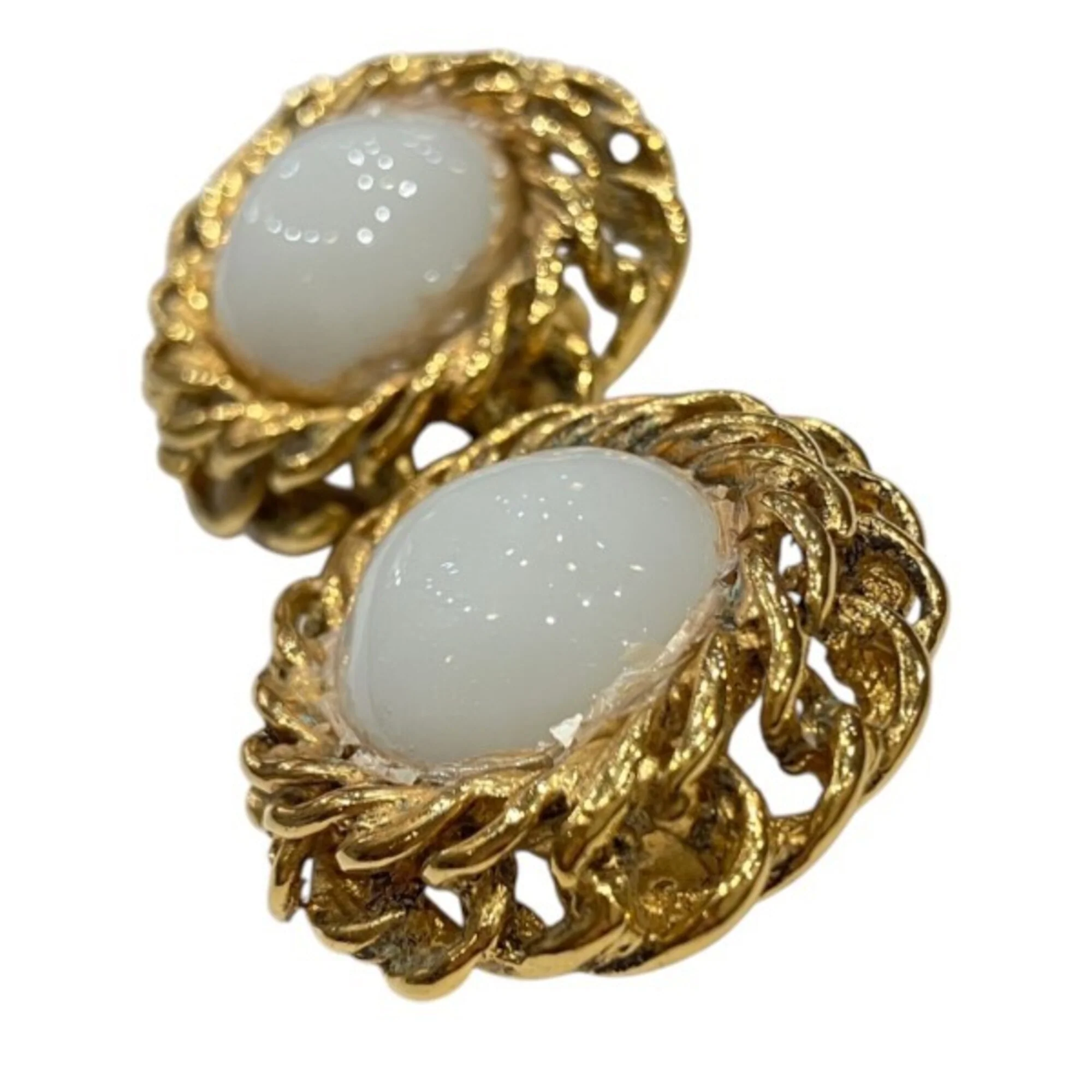 Vintage Earrings Pearl Gold-Tone Metal - Image 8