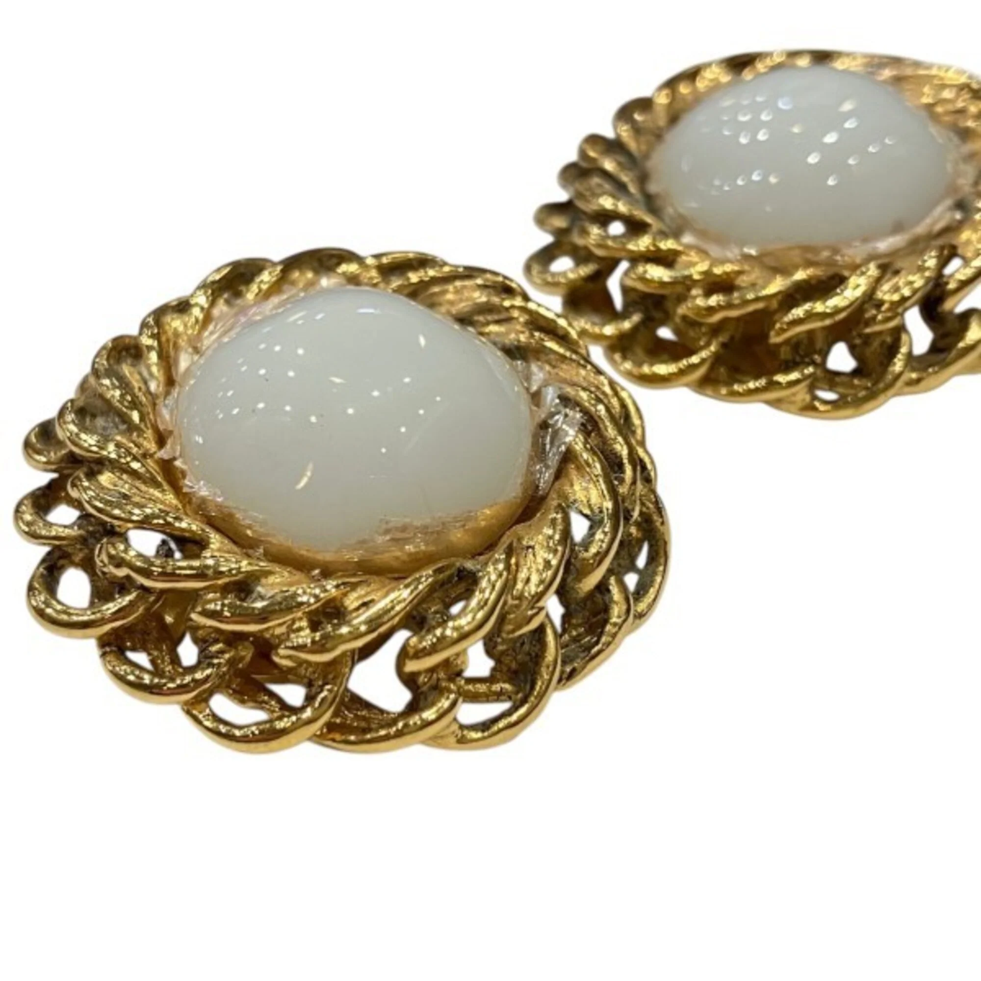 Vintage Earrings Pearl Gold-Tone Metal - Image 9