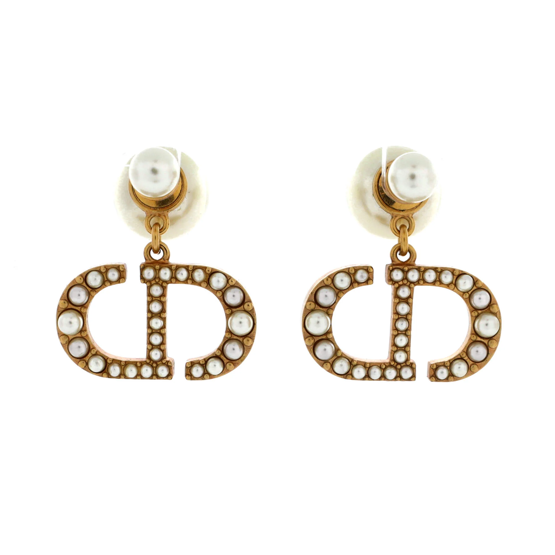 CD Tribales Drop Stud Earrings Metal with Faux Pearls