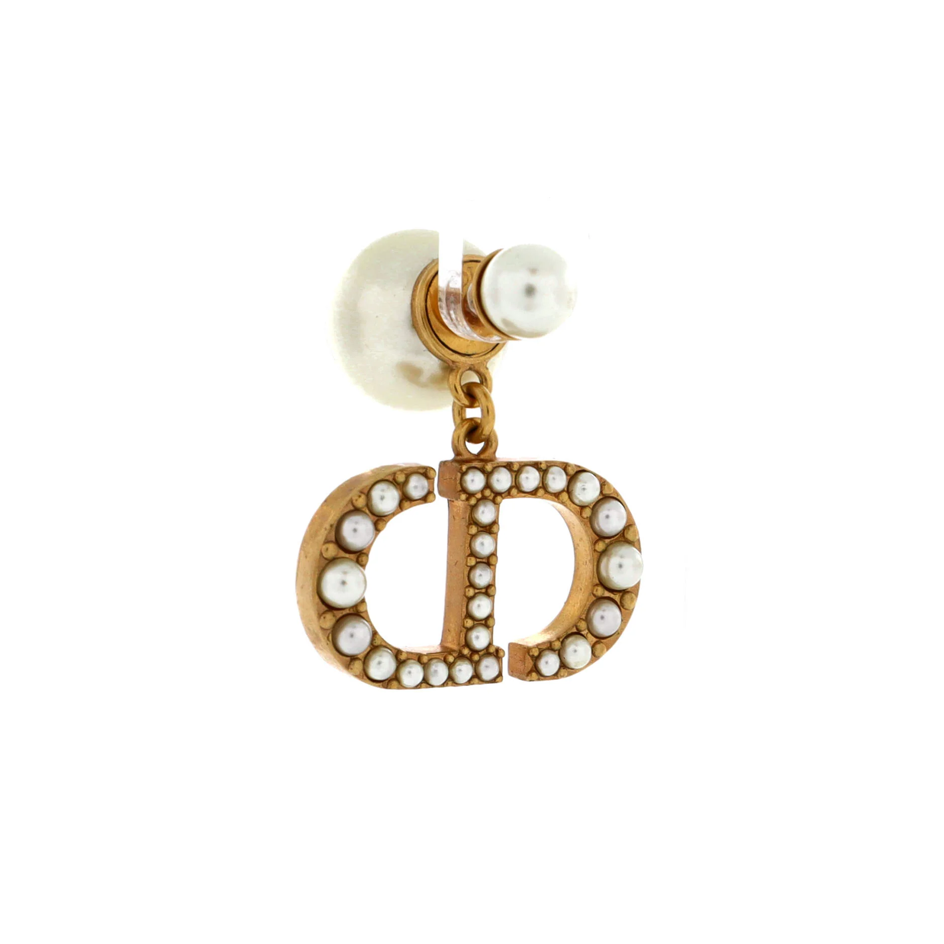CD Tribales Drop Stud Earrings Metal with Faux Pearls - Image 2