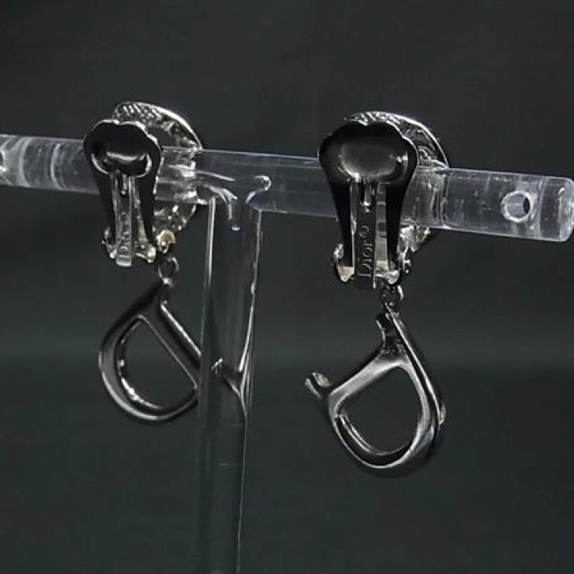 Clip-On Earrings Rhinestone Clip-On Silver-Tone Metal - Image 2