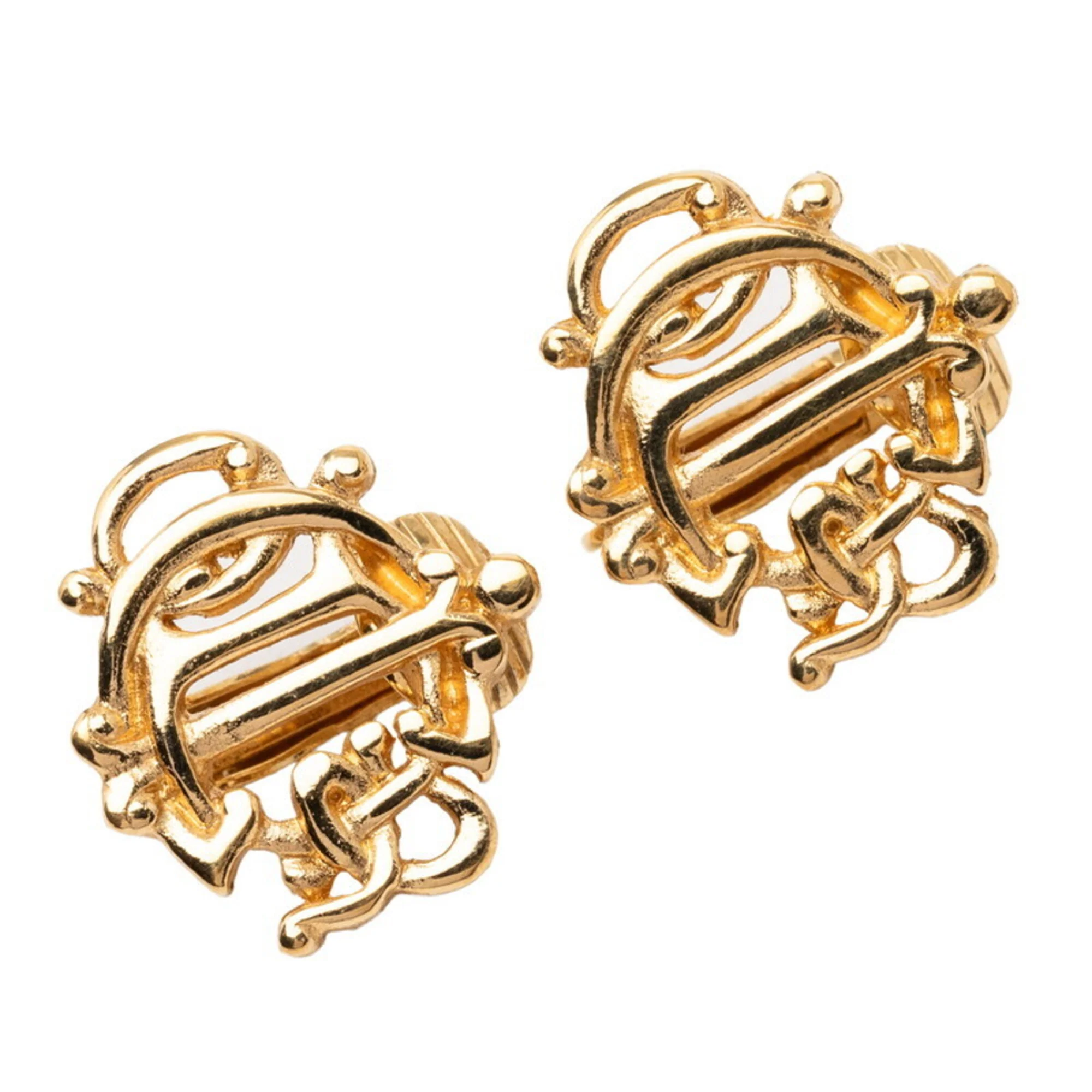 Earrings Logo Gold-Tone Metal