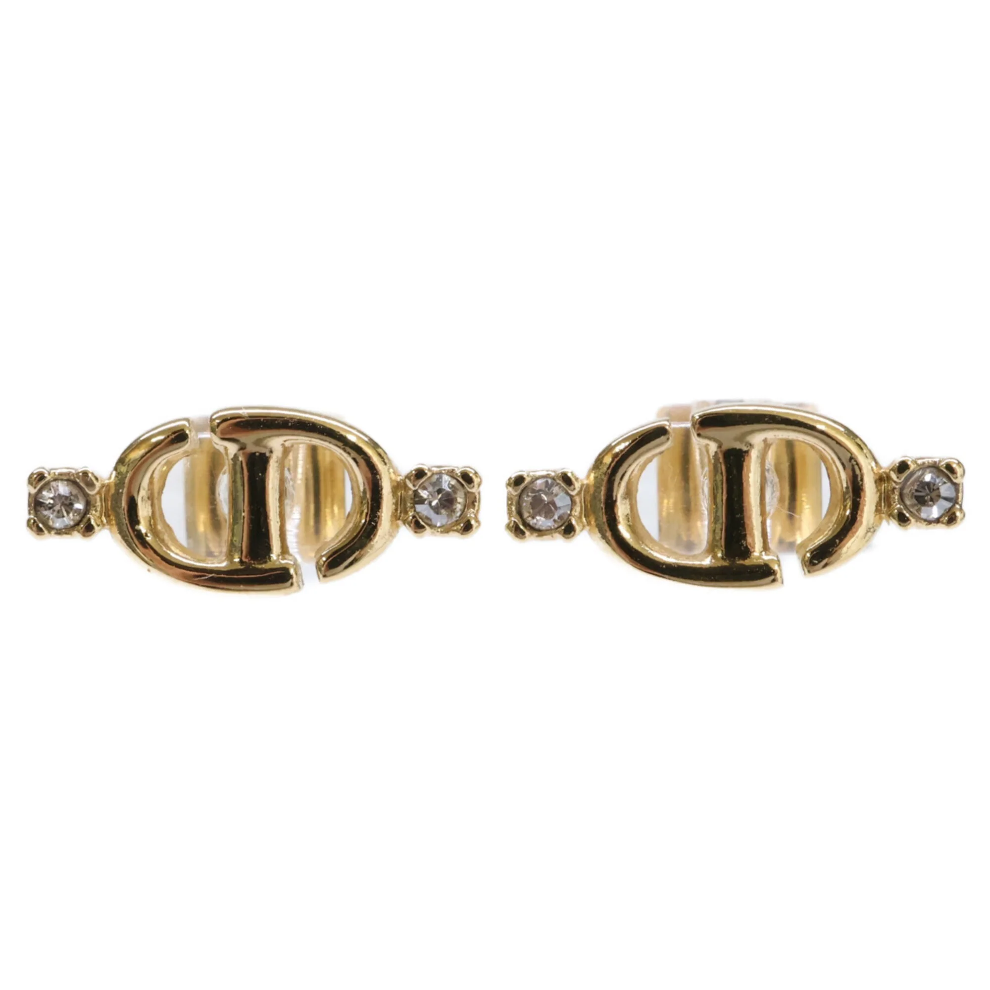 Earrings Rhinestone Stud Gold-Tone Metal