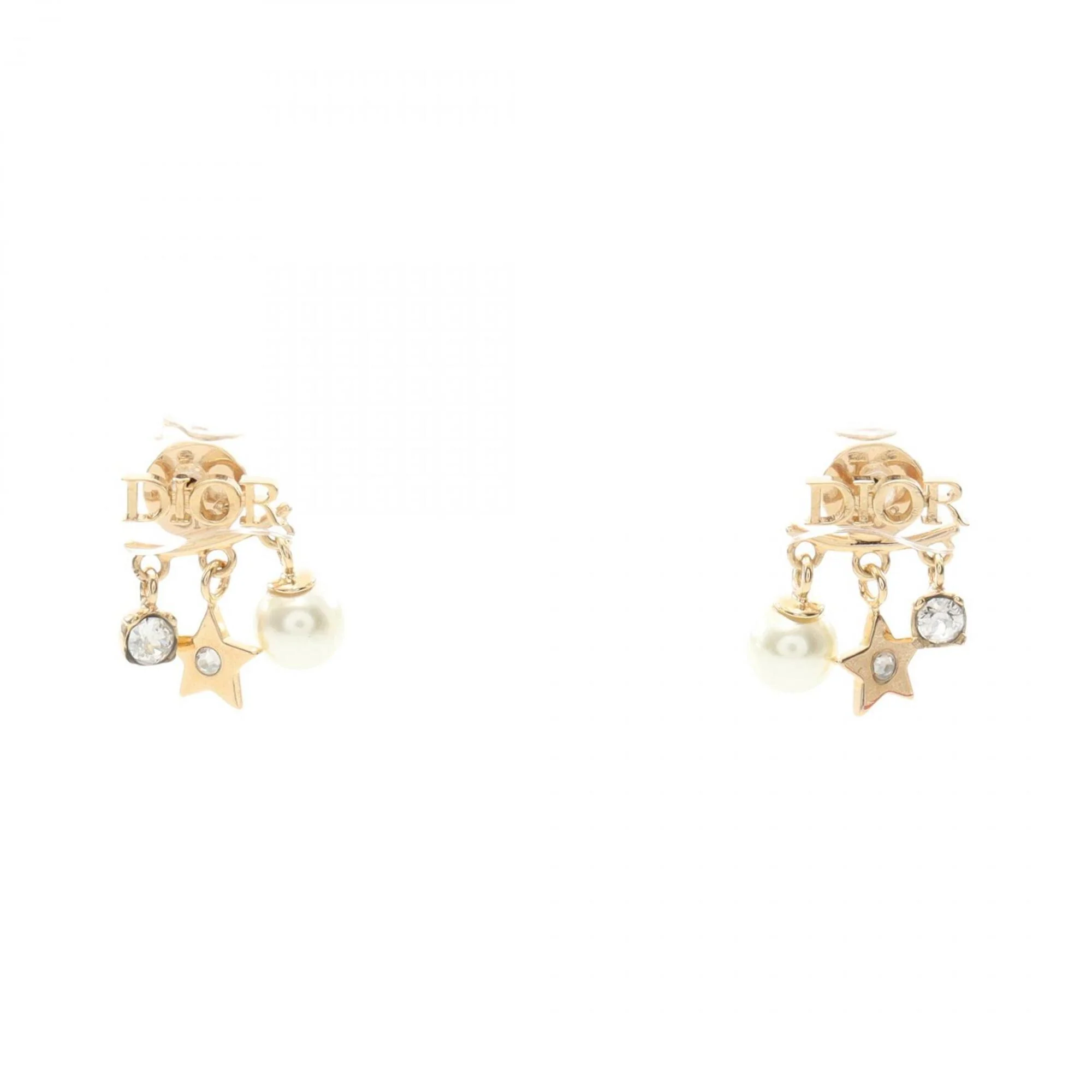 Pearl Earrings Gold and Rhinestone