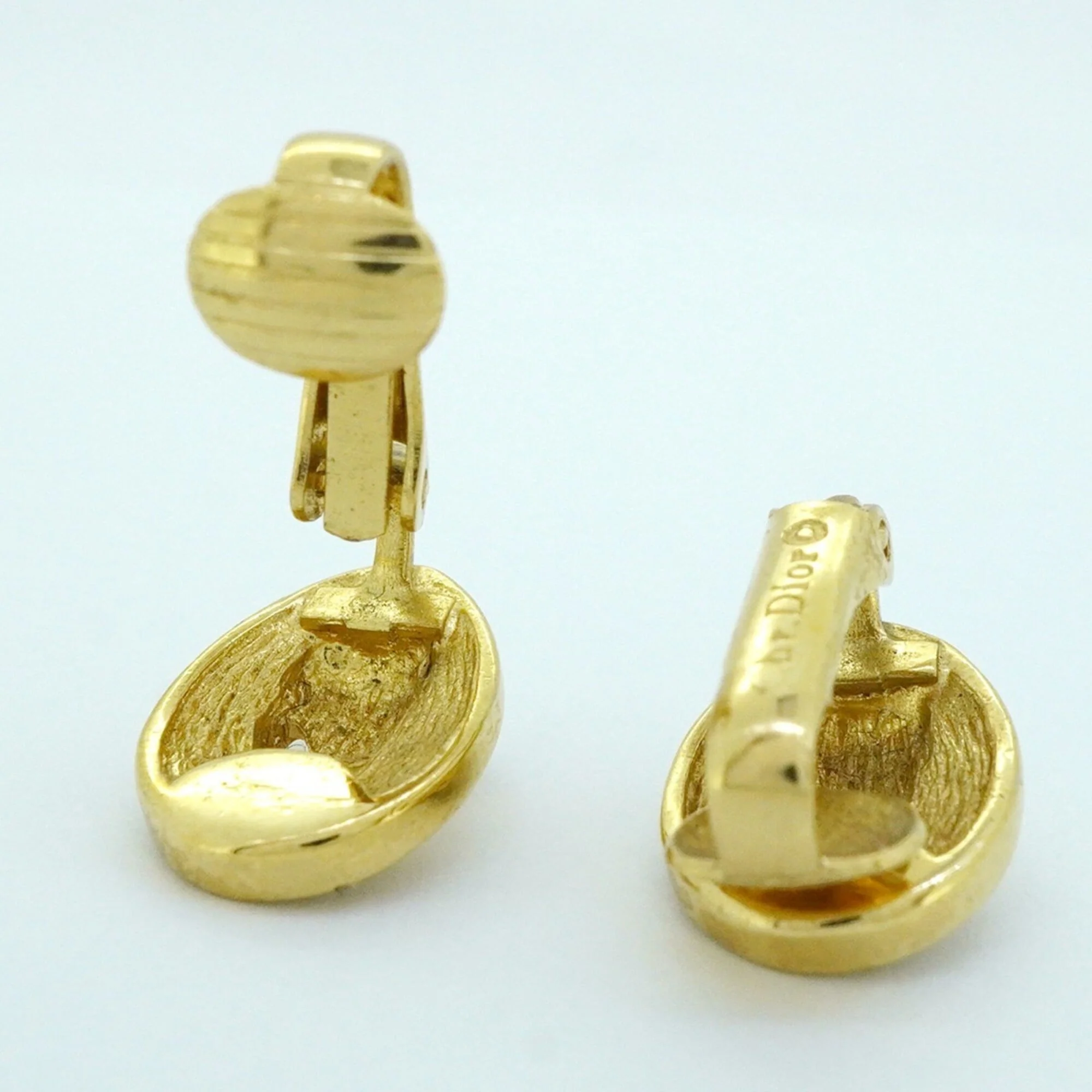 Rhinestone Clip-On Earrings Gold and Rhinestone - Image 3