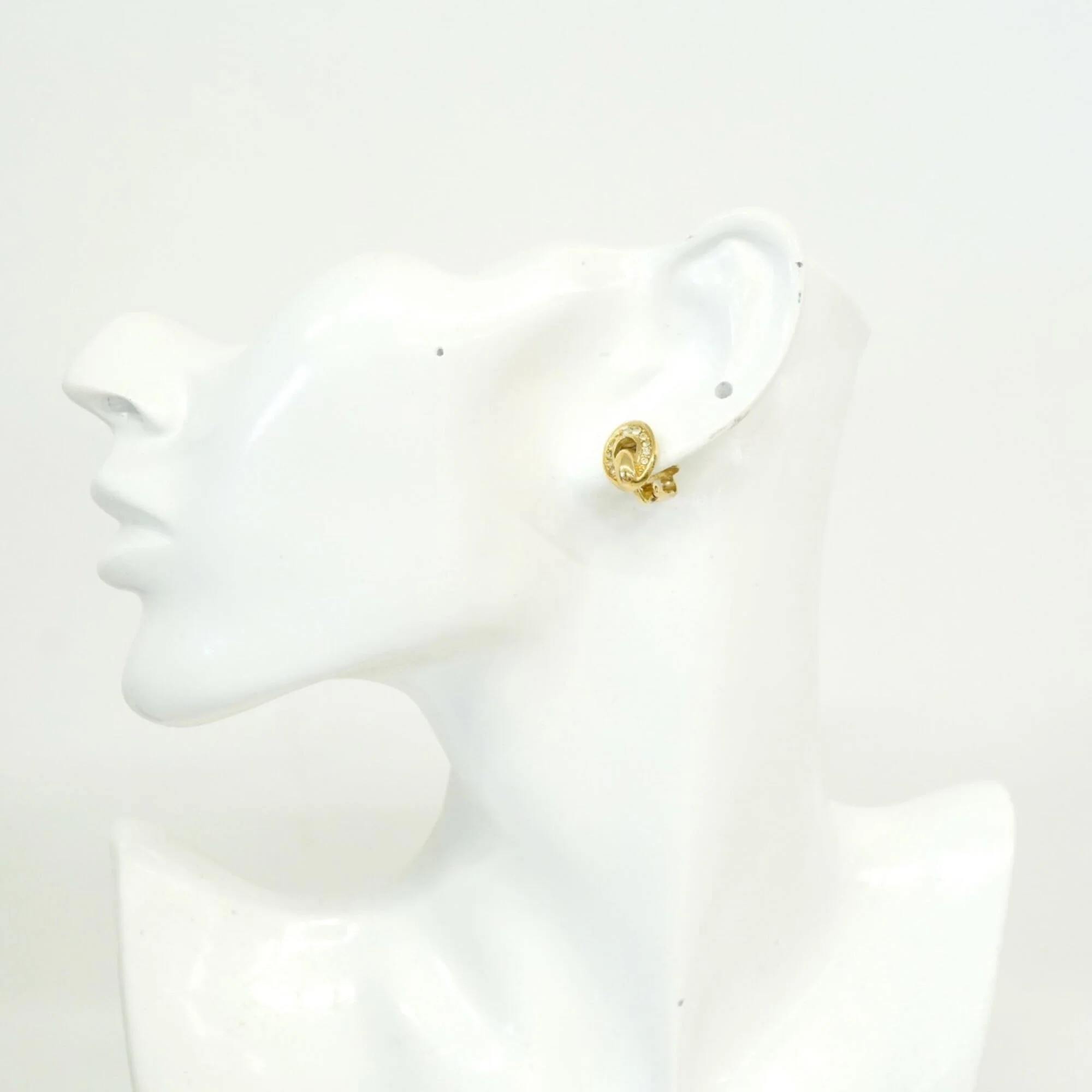 Rhinestone Clip-On Earrings Gold and Rhinestone - Image 5