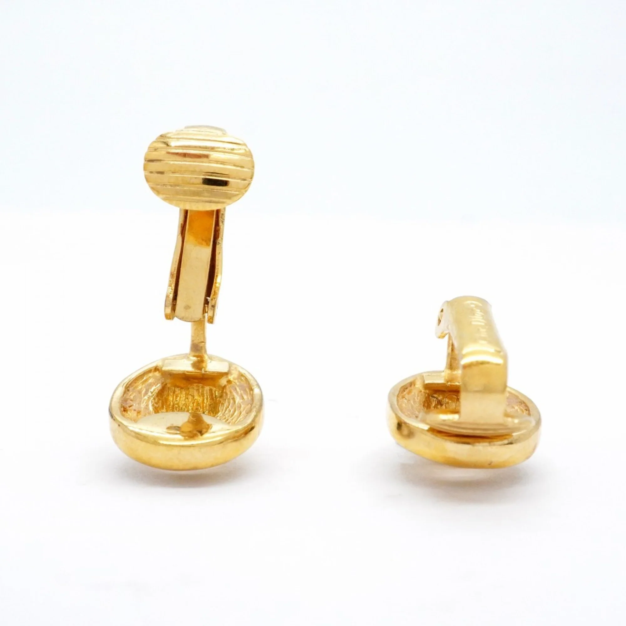Rhinestone Clip-On Earrings Gold and Rhinestone - Image 3