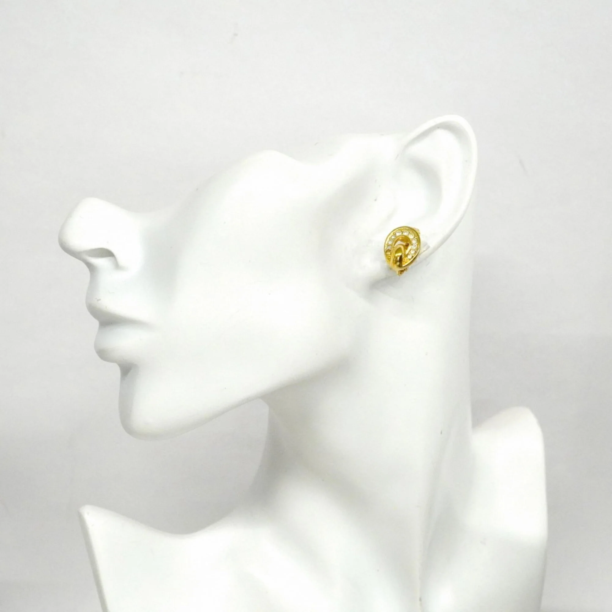 Rhinestone Clip-On Earrings Gold and Rhinestone - Image 5