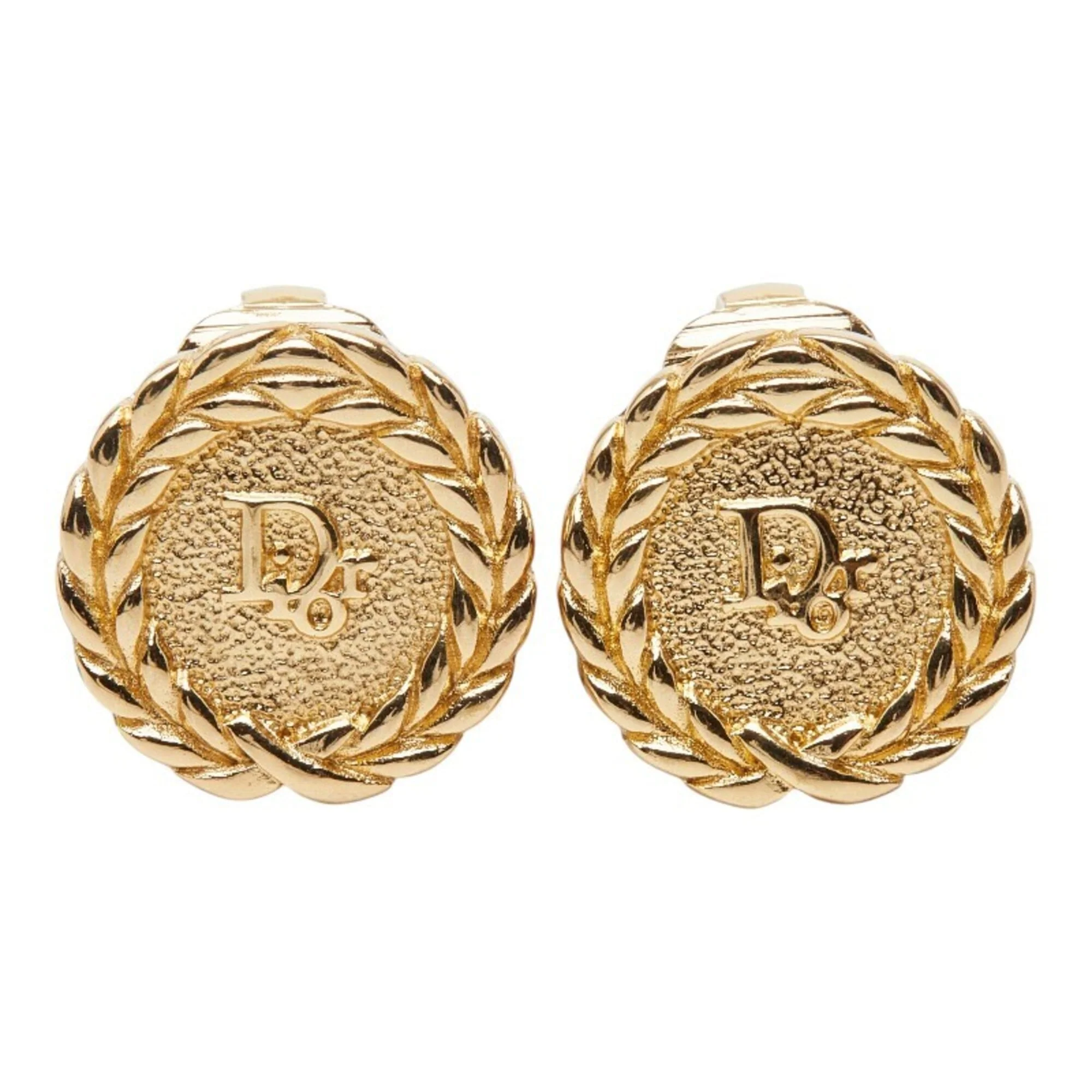 Vintage Earrings Logo Gold-Tone Metal - Image 2