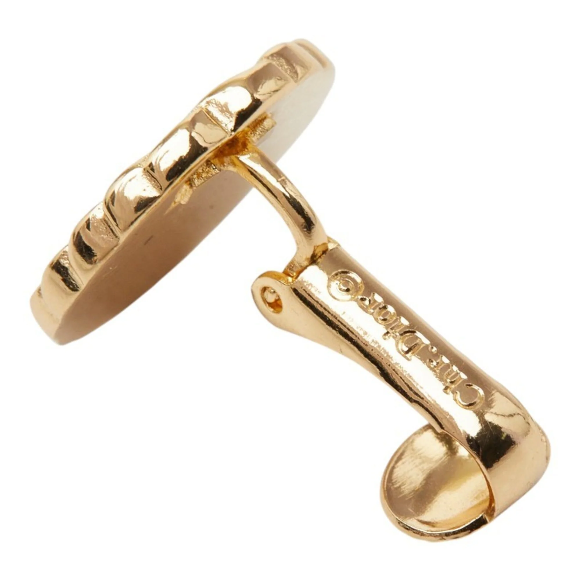 Vintage Earrings Logo Gold-Tone Metal - Image 4