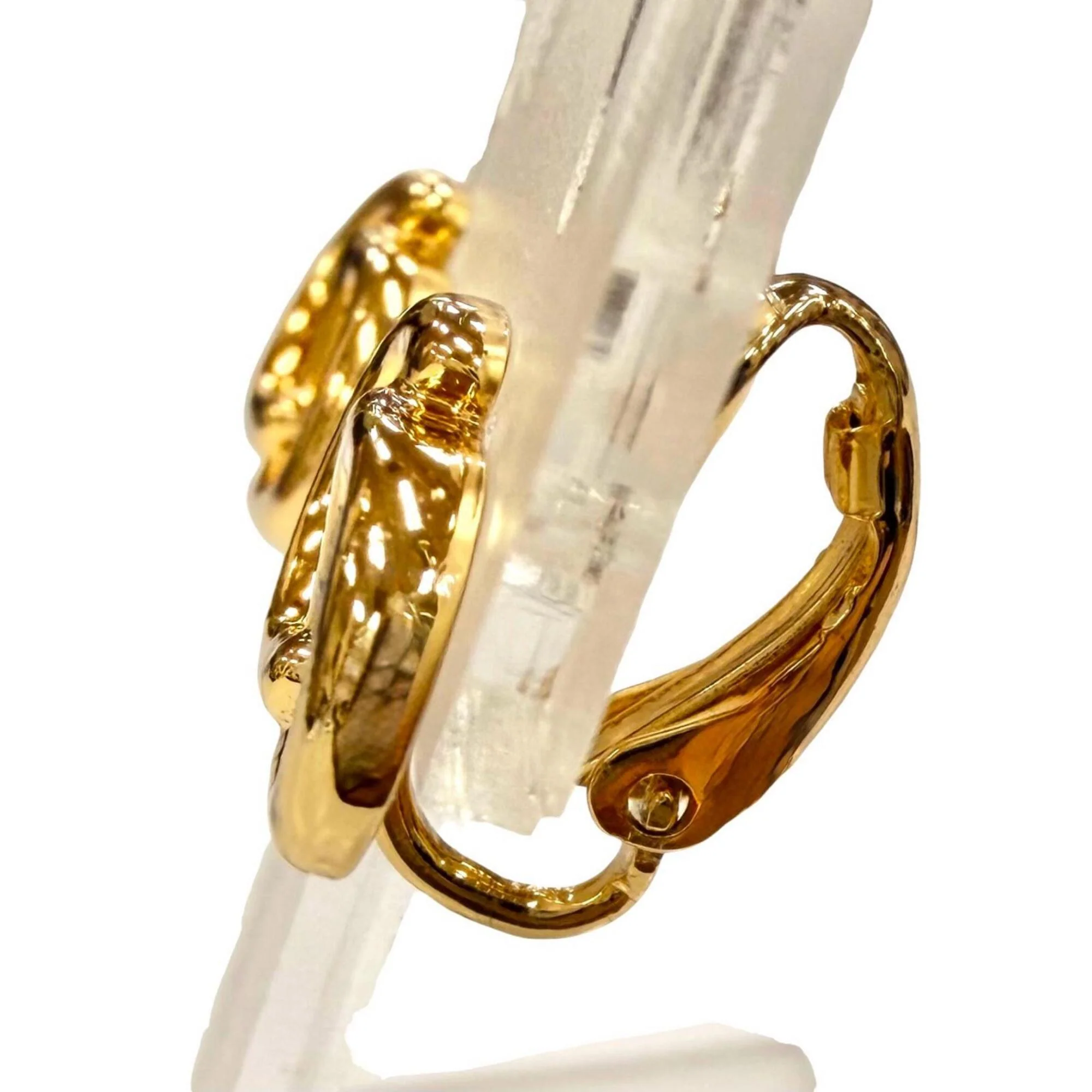 Vintage Earrings Logo Gold-Tone Metal - Image 2