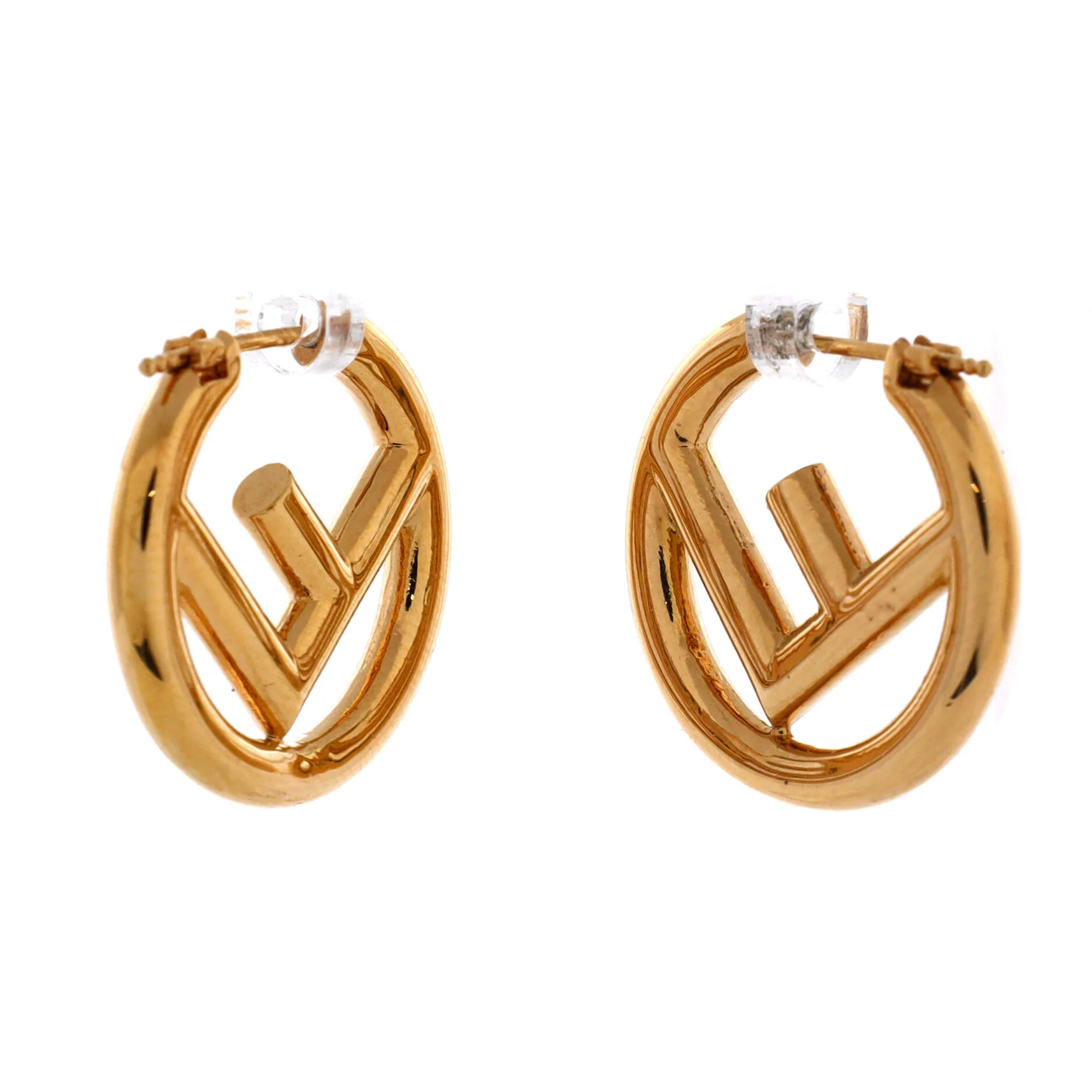 F is Fendi Hoop Earrings Metal Small - Image 3