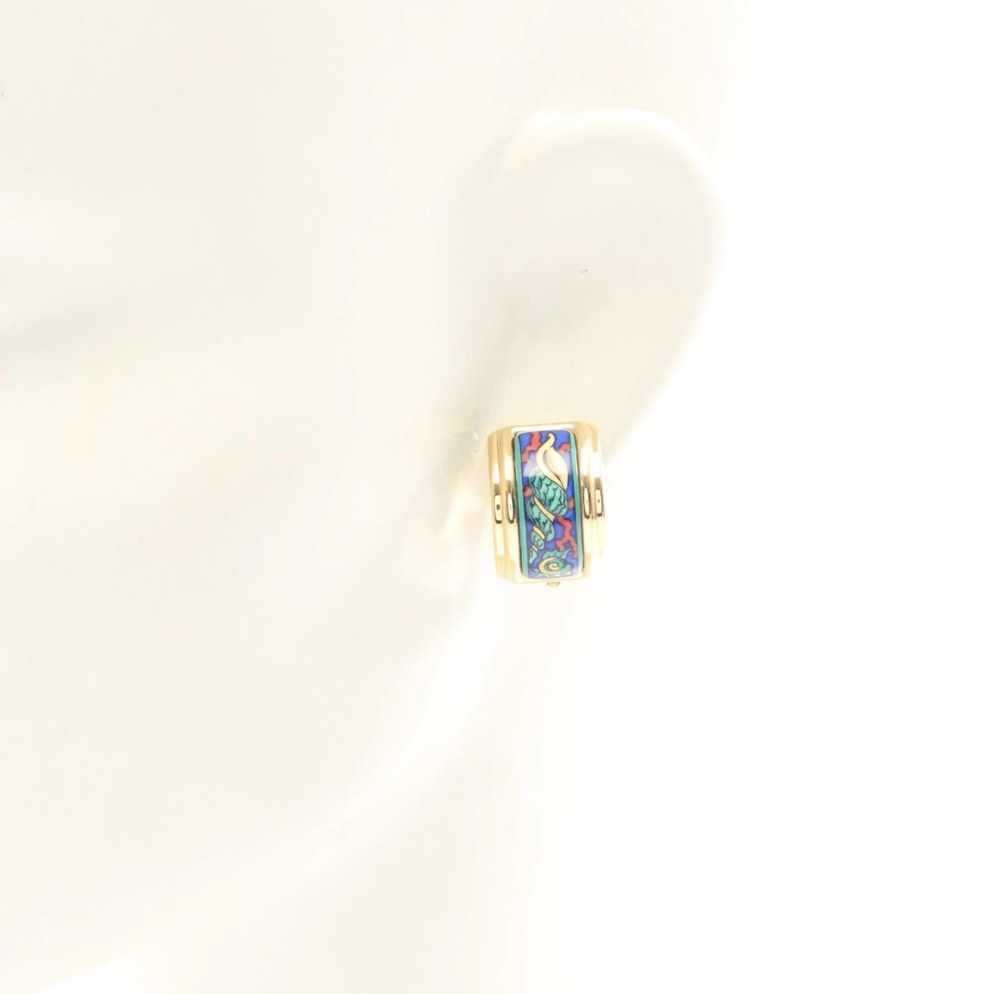 Clip-On Earrings Cloisonné and Enamel and Gold - Image 4