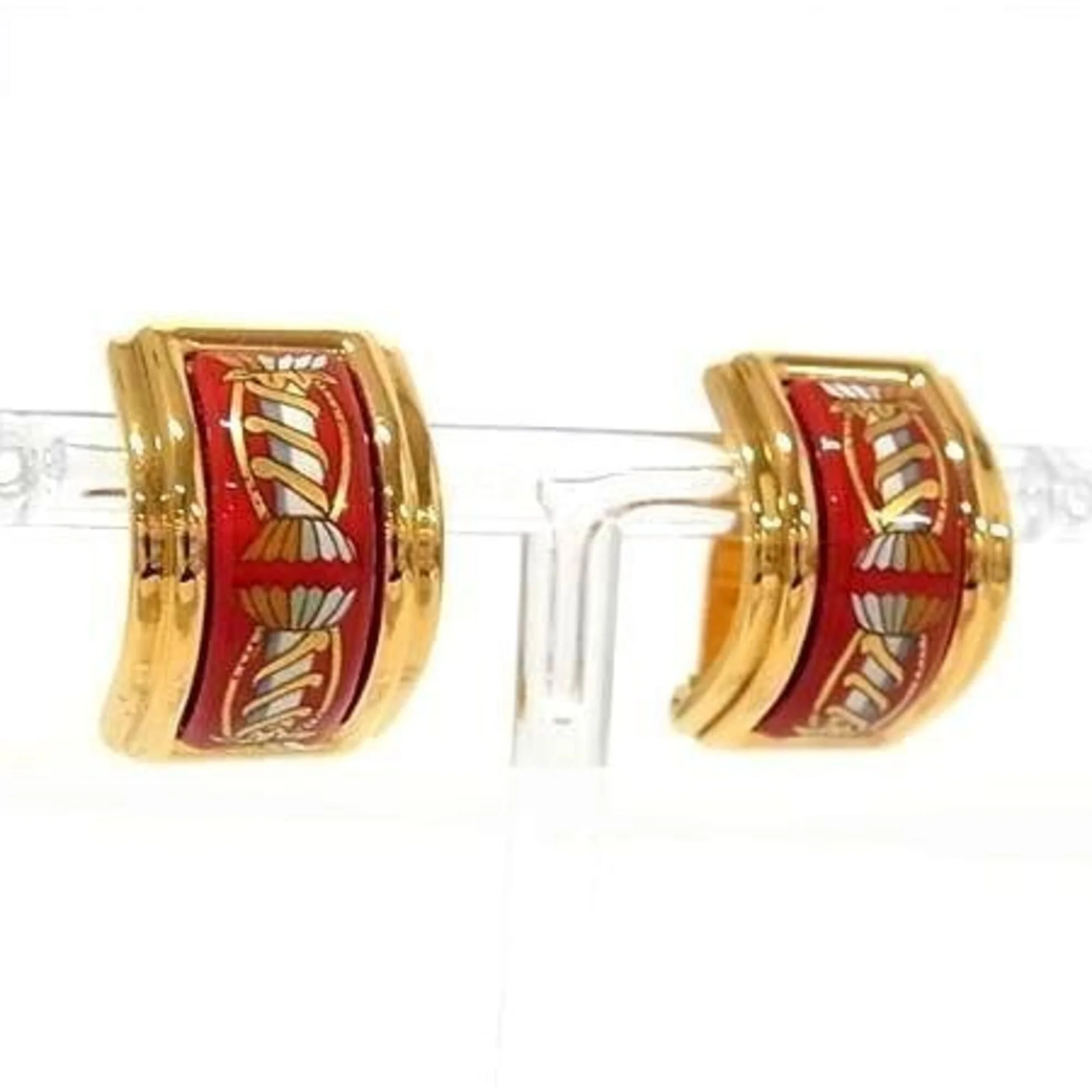 Clip-On Earrings Cloisonné and Enamel and Metal