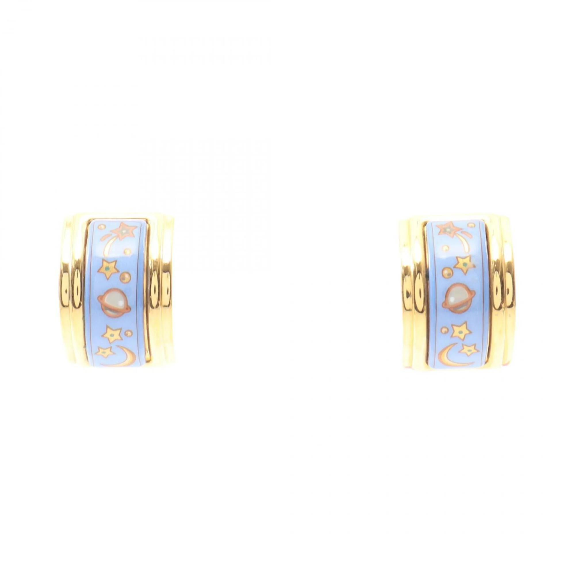 Clip-On Earrings Cloisonné Enamel and Gold