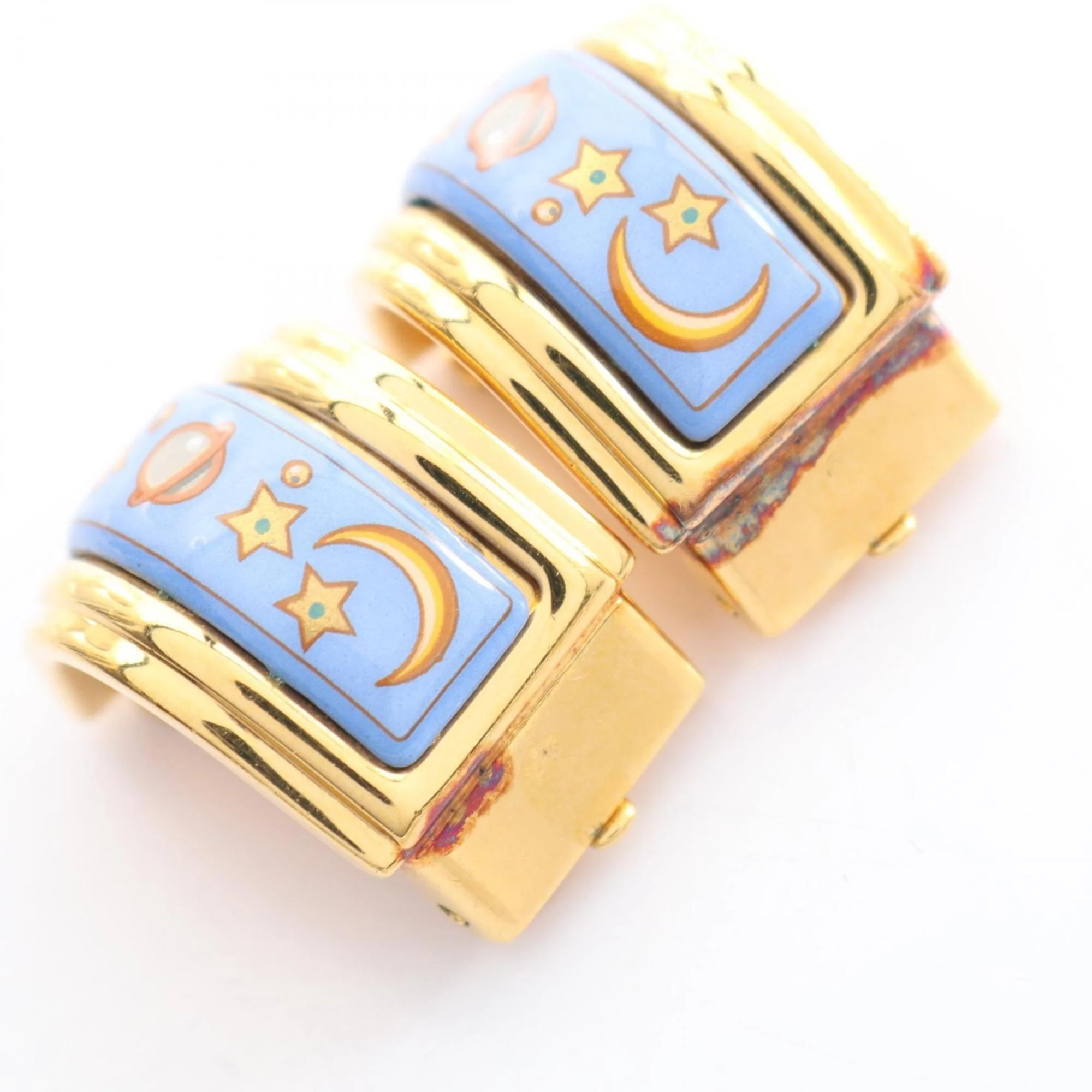Clip-On Earrings Cloisonné Enamel and Gold - Image 6