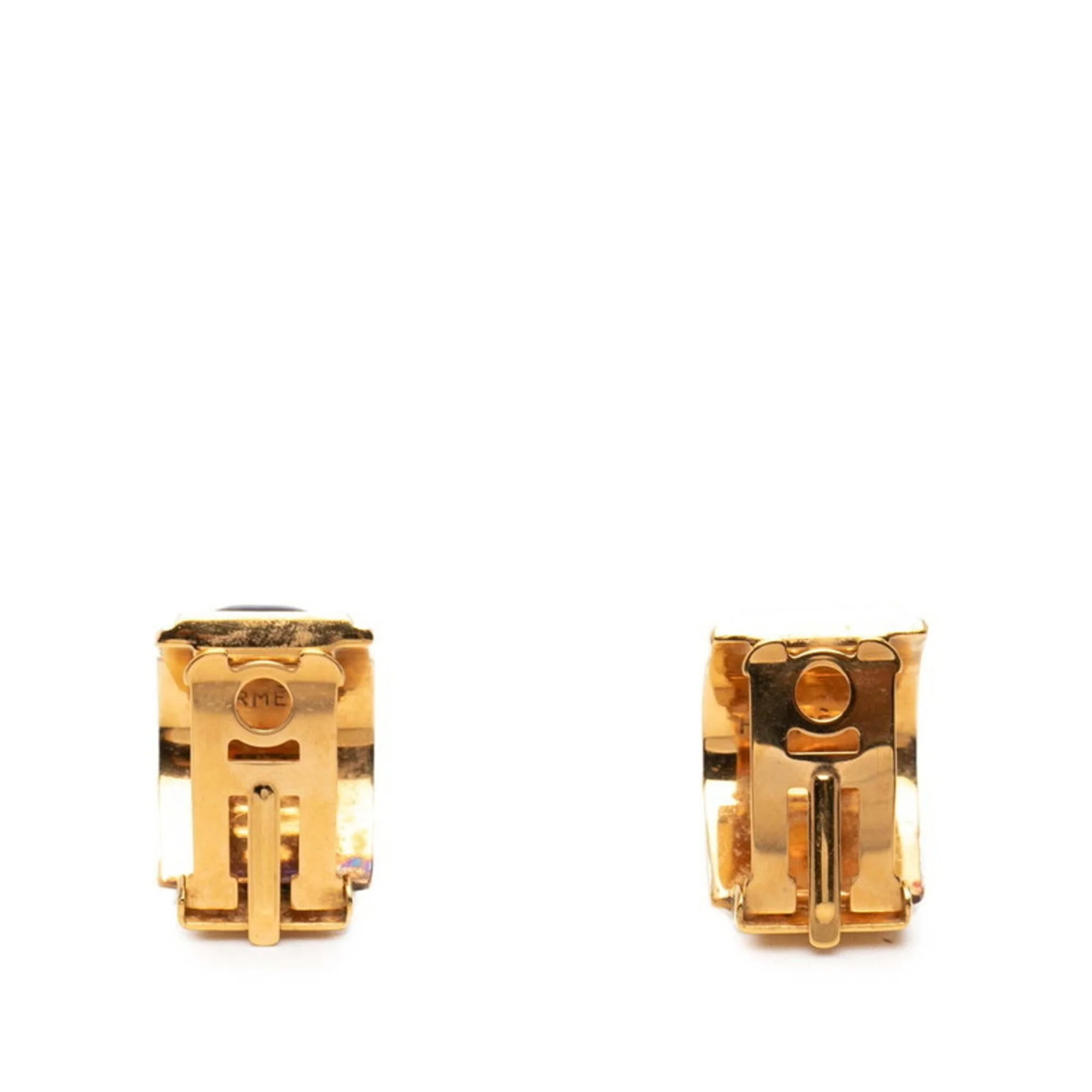 Clip-On Earrings Gold and Navy Enamel - Image 2