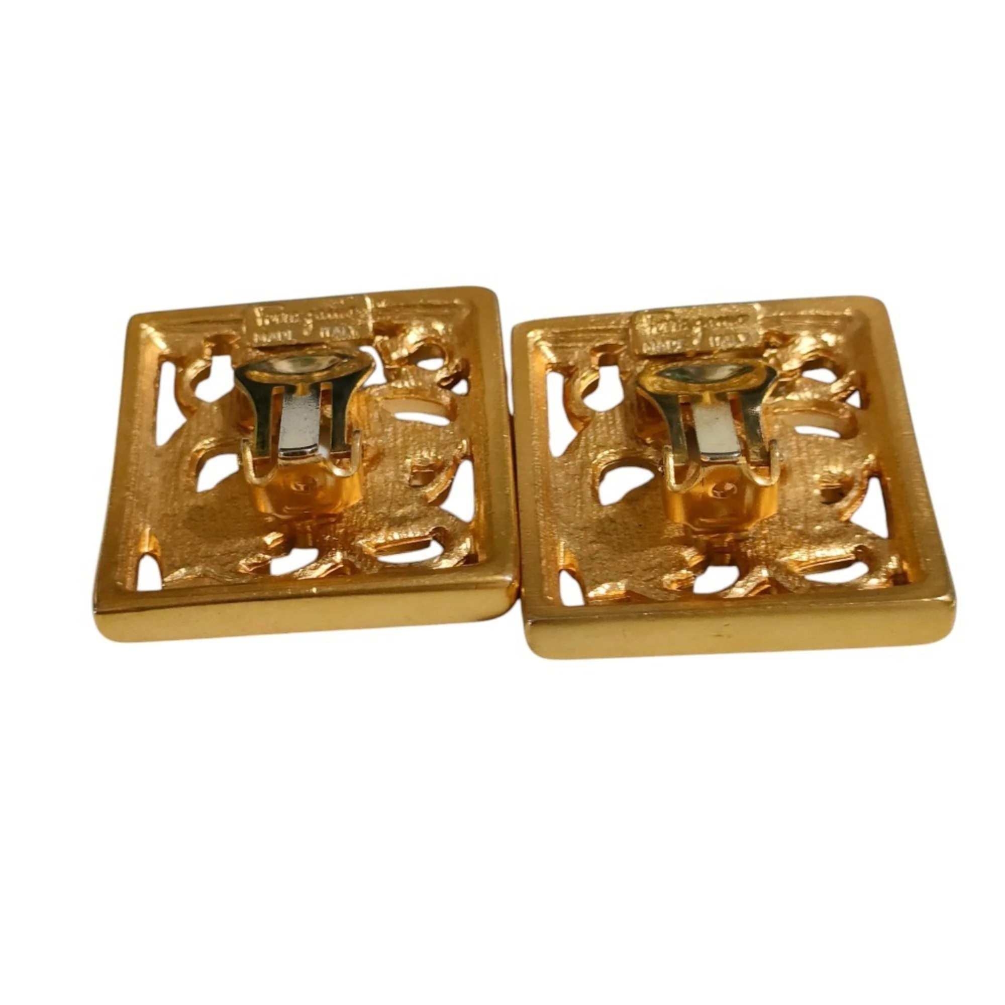 Vintage Clip-On Earrings Clip-On Gold-Tone Metal - Image 5