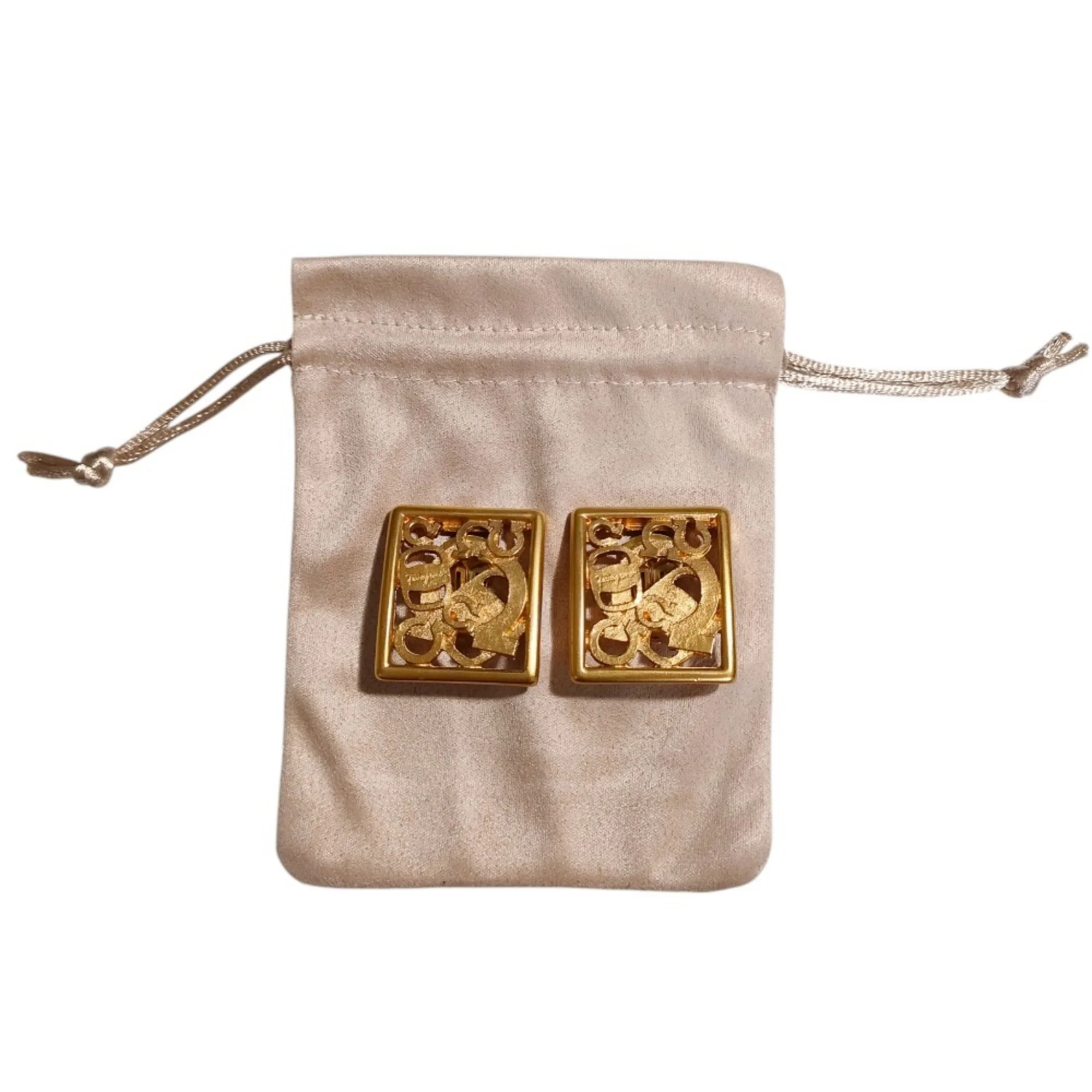 Vintage Clip-On Earrings Clip-On Gold-Tone Metal - Image 8