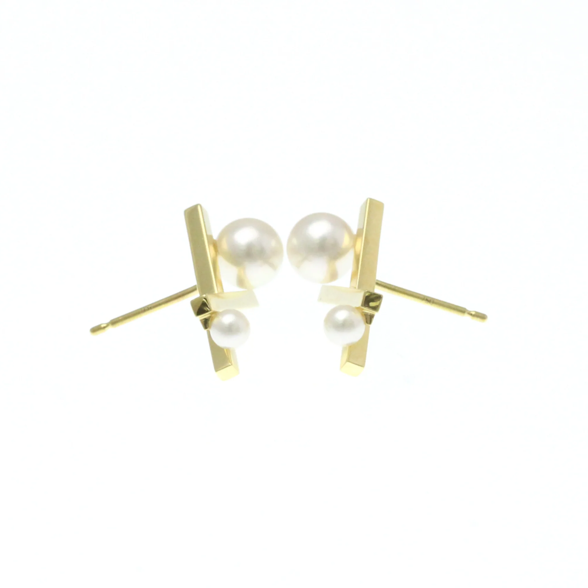 Earrings Pearl Stud 18K Yellow Gold - Image 2