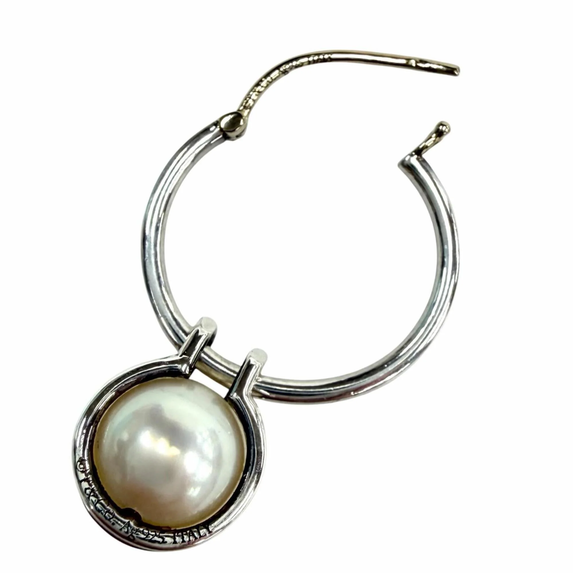 Earrings Pearl Hoop Sterling Silver - Image 7