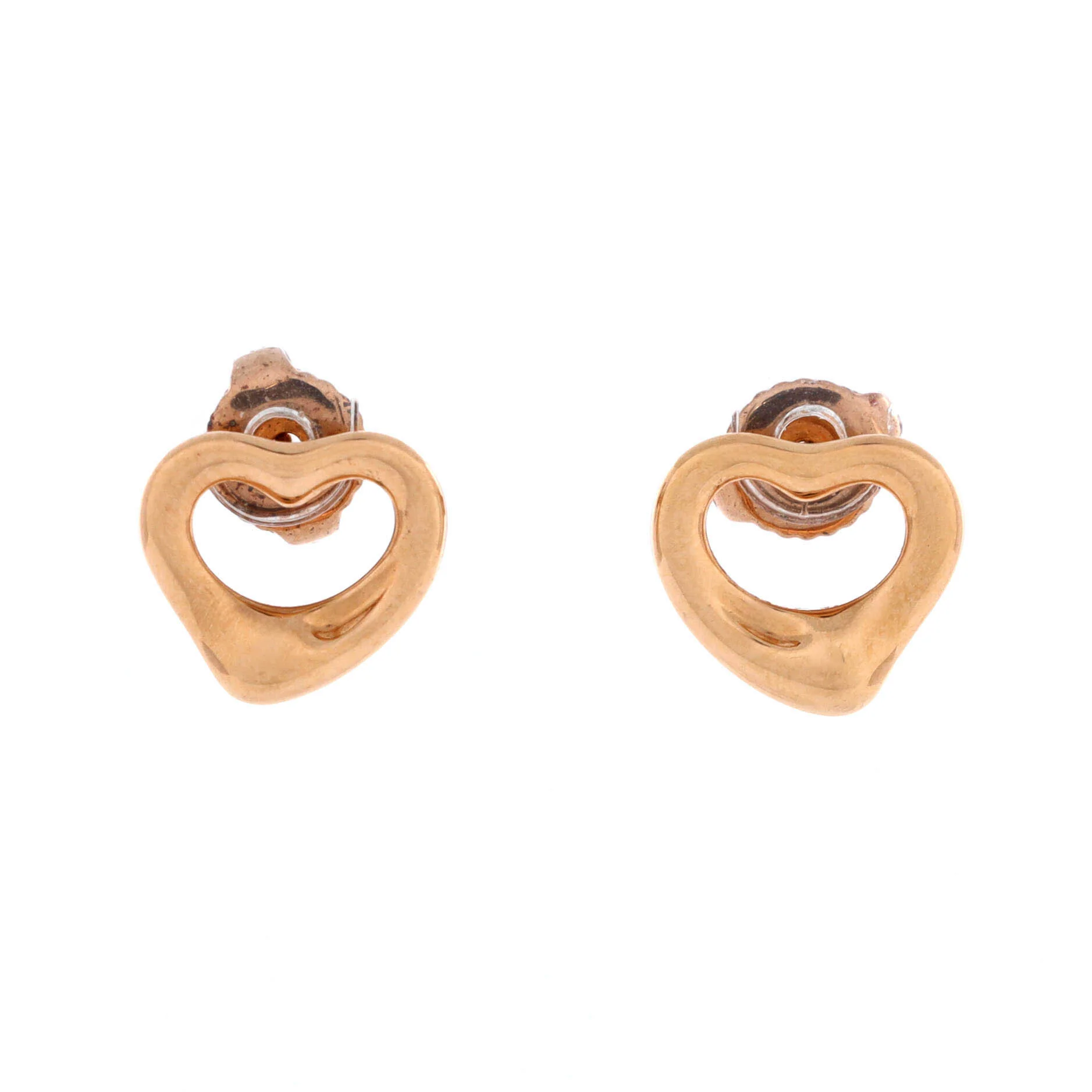 Elsa Peretti Open Heart Earrings 18K Rose Gold 11mm